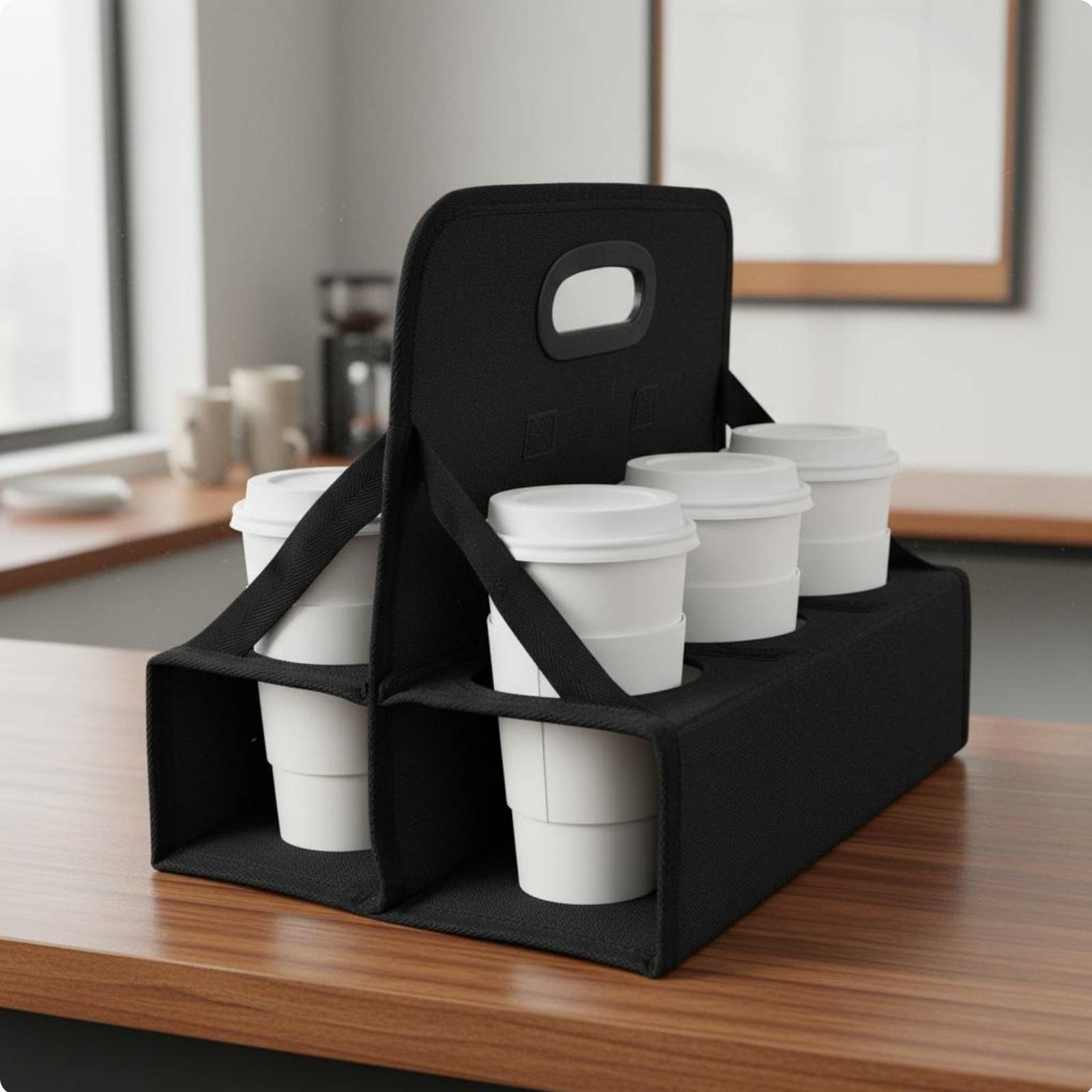 6 Cup Beverage Carrier Sturdy Base Takeout Coffee Carrier Bag Long-Lasting