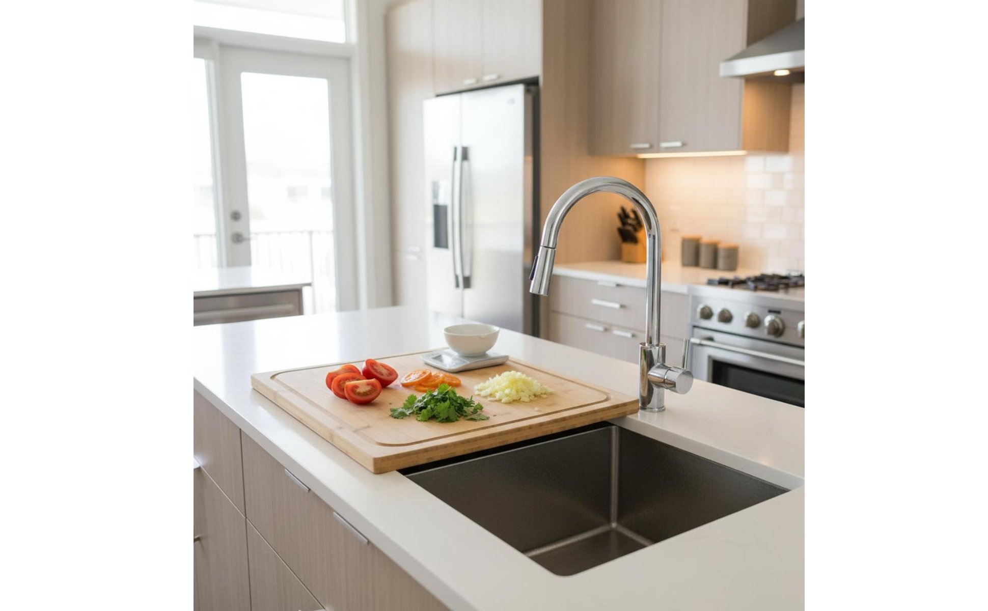 Over the Sink Board Multipurpose Countertop Kneading Board for Kitchen