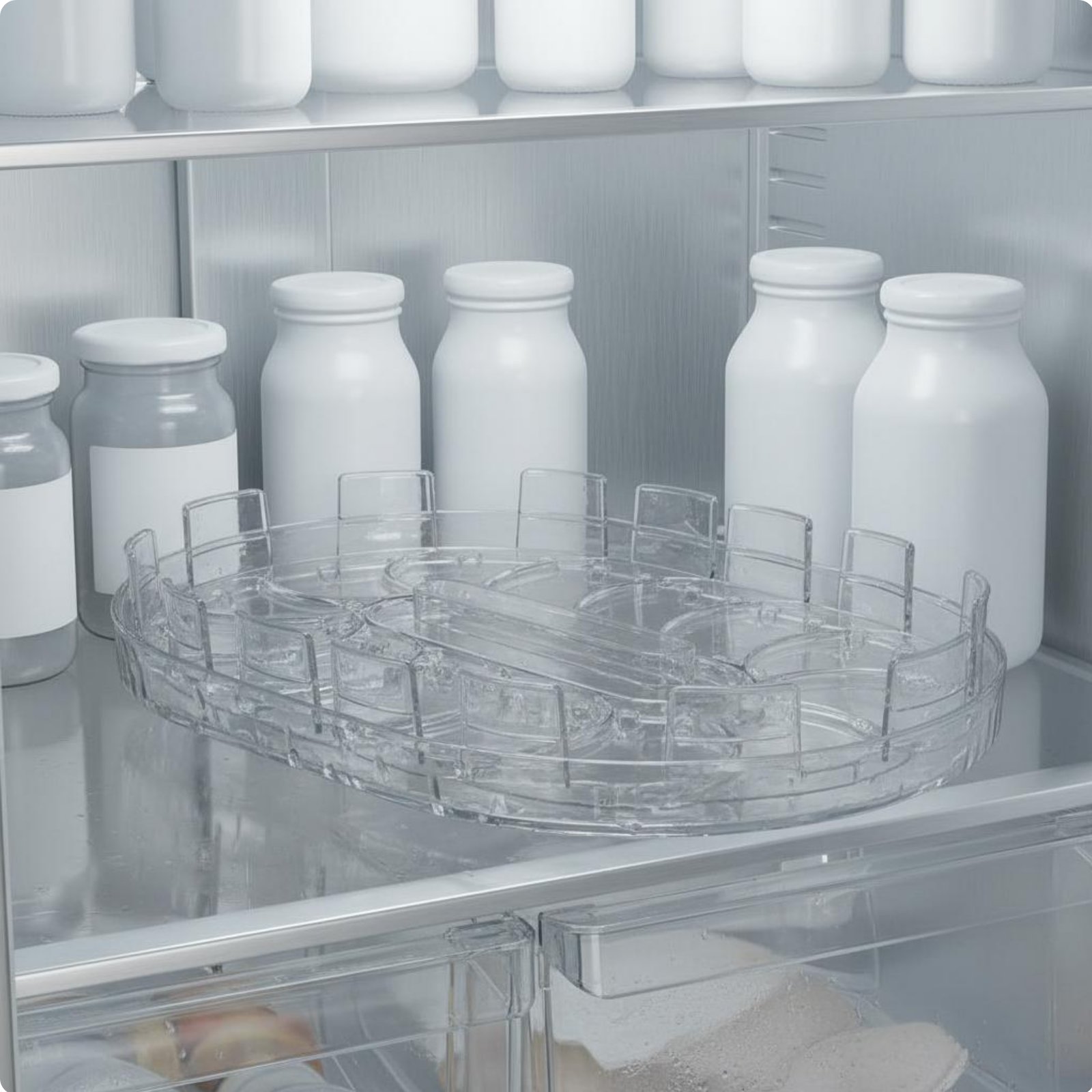 Pull-out Turntable Organizer Easy to Clean Rotating Refrigerator Tray for Pantry