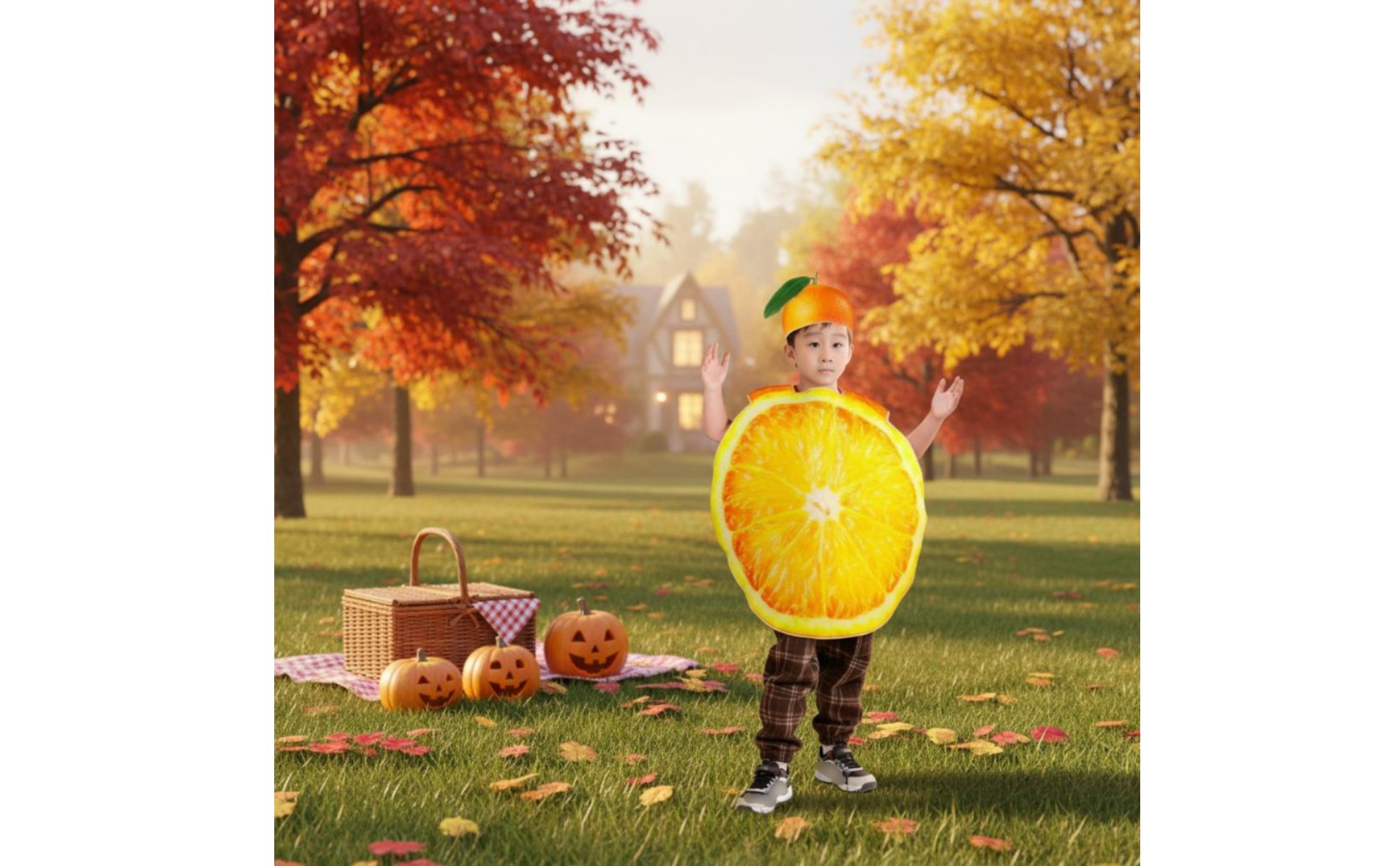 Orange Slice Costume Realistic Design Funny Orange Outfit 3D Effect for Adults