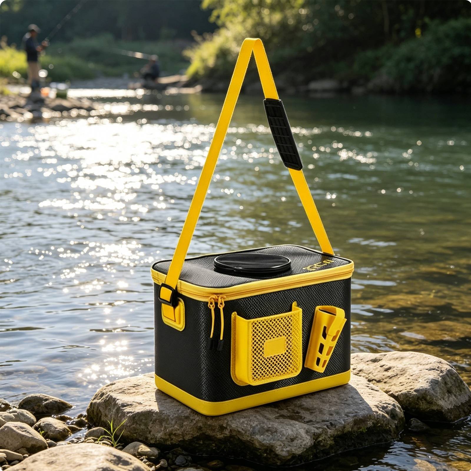EVA Fishing Container Leakproof Foldable Fishing Container Breathable Net Cover