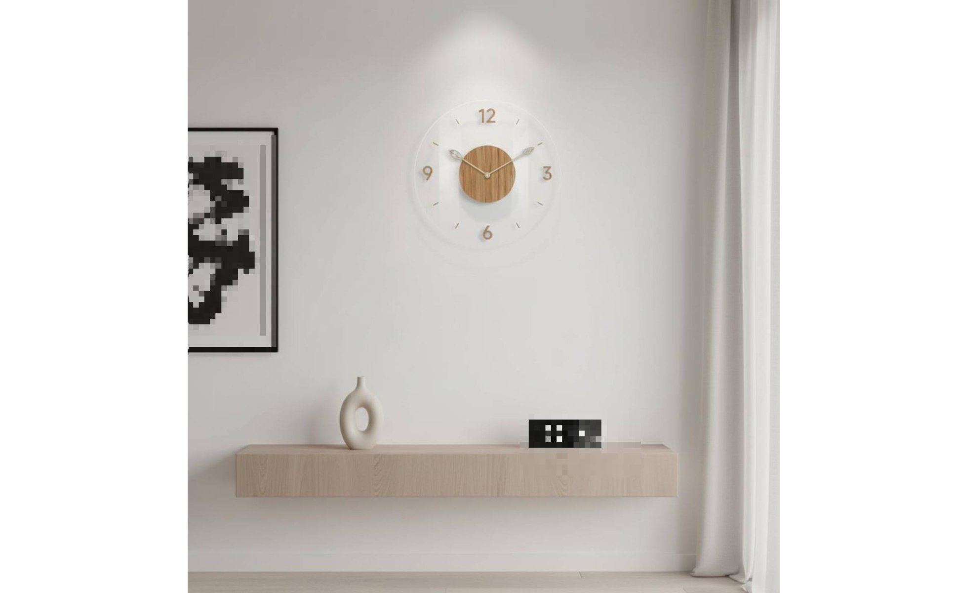 Floating Number Wall Clock Non-Ticking for Living Room, Bedroom