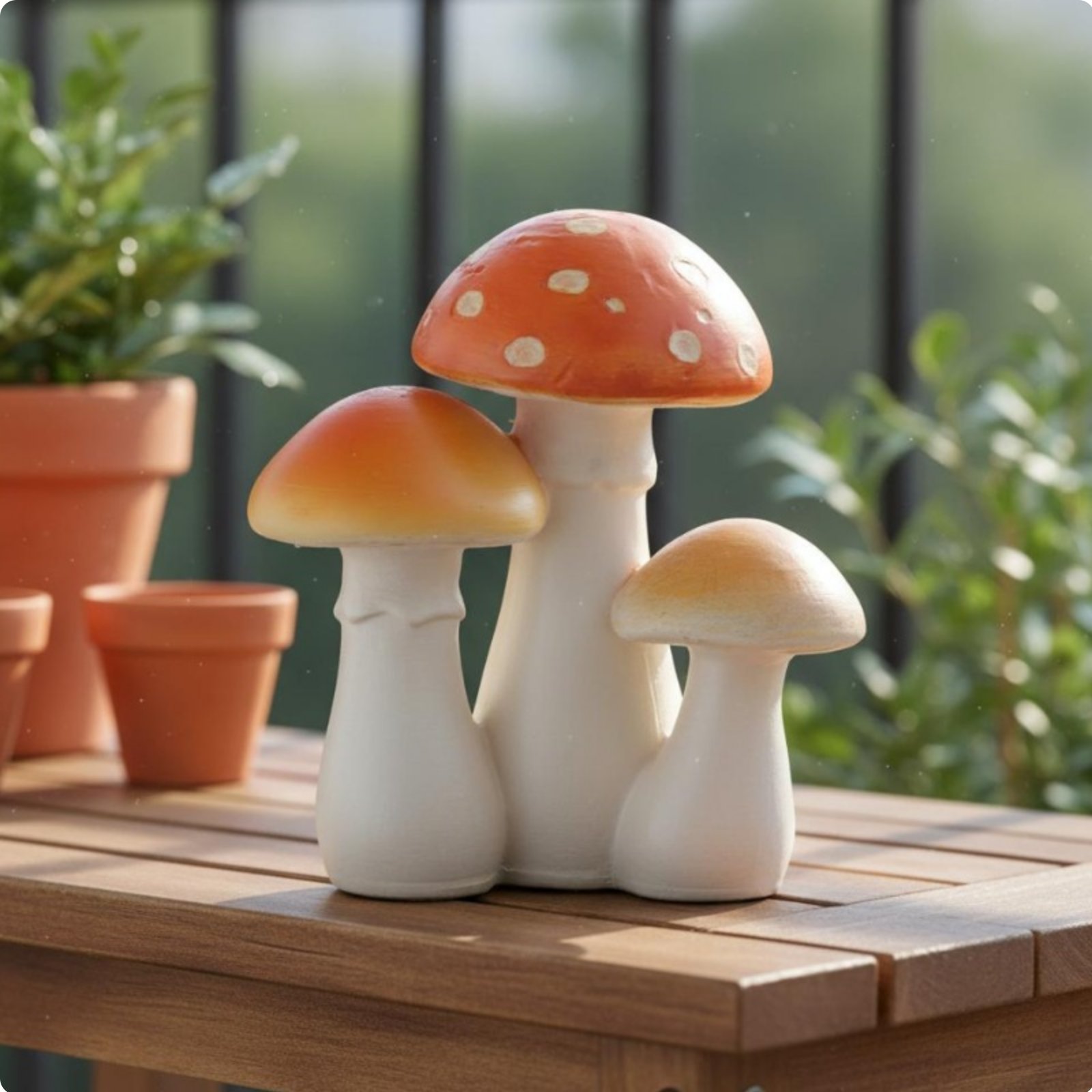 Polka Dot Toadstool Figurine Weather-Resistant Resin Toadstool Ornament