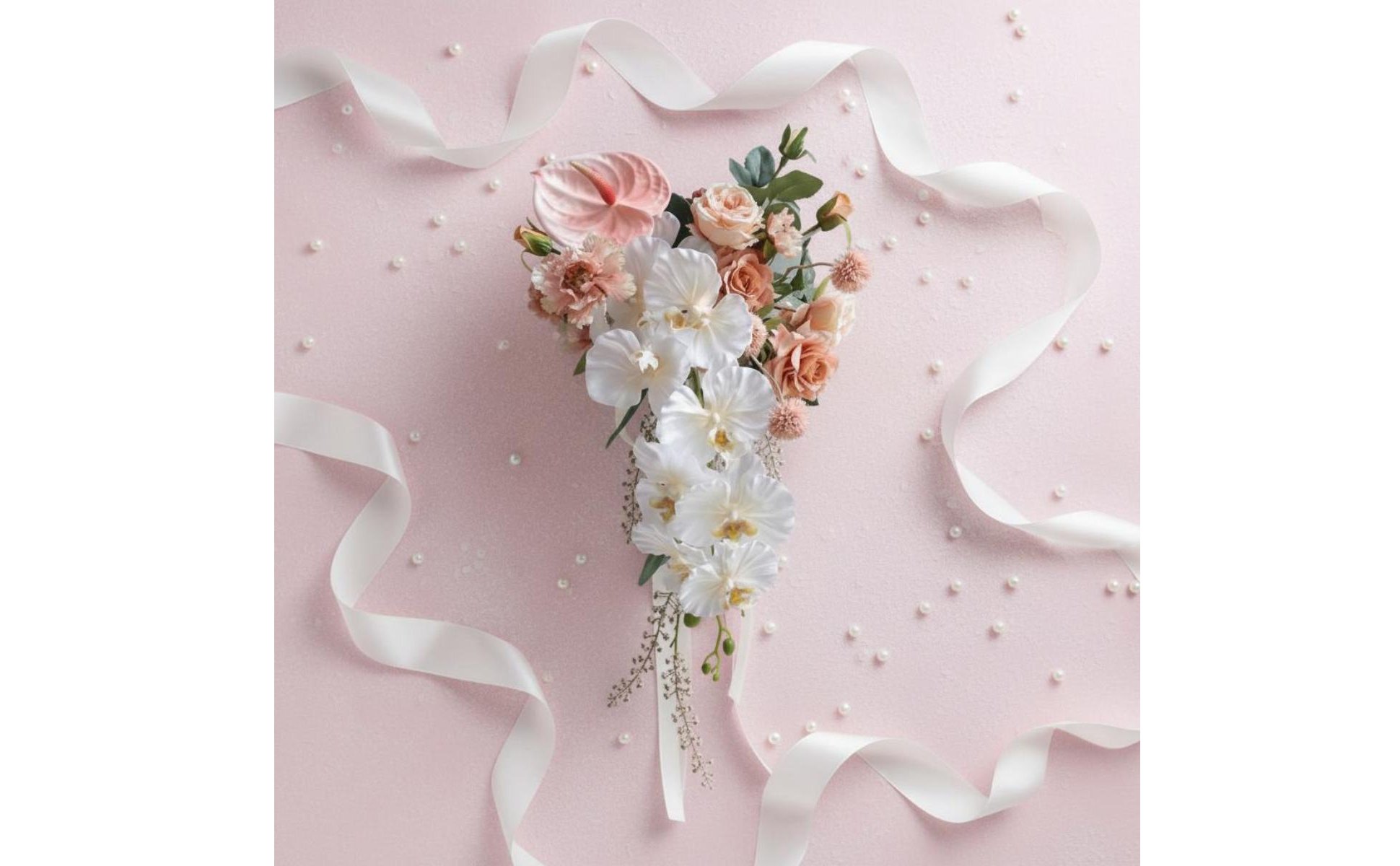 Waterfall Bridal Flower Arrangement Romantic Design Cascading Wedding Flower