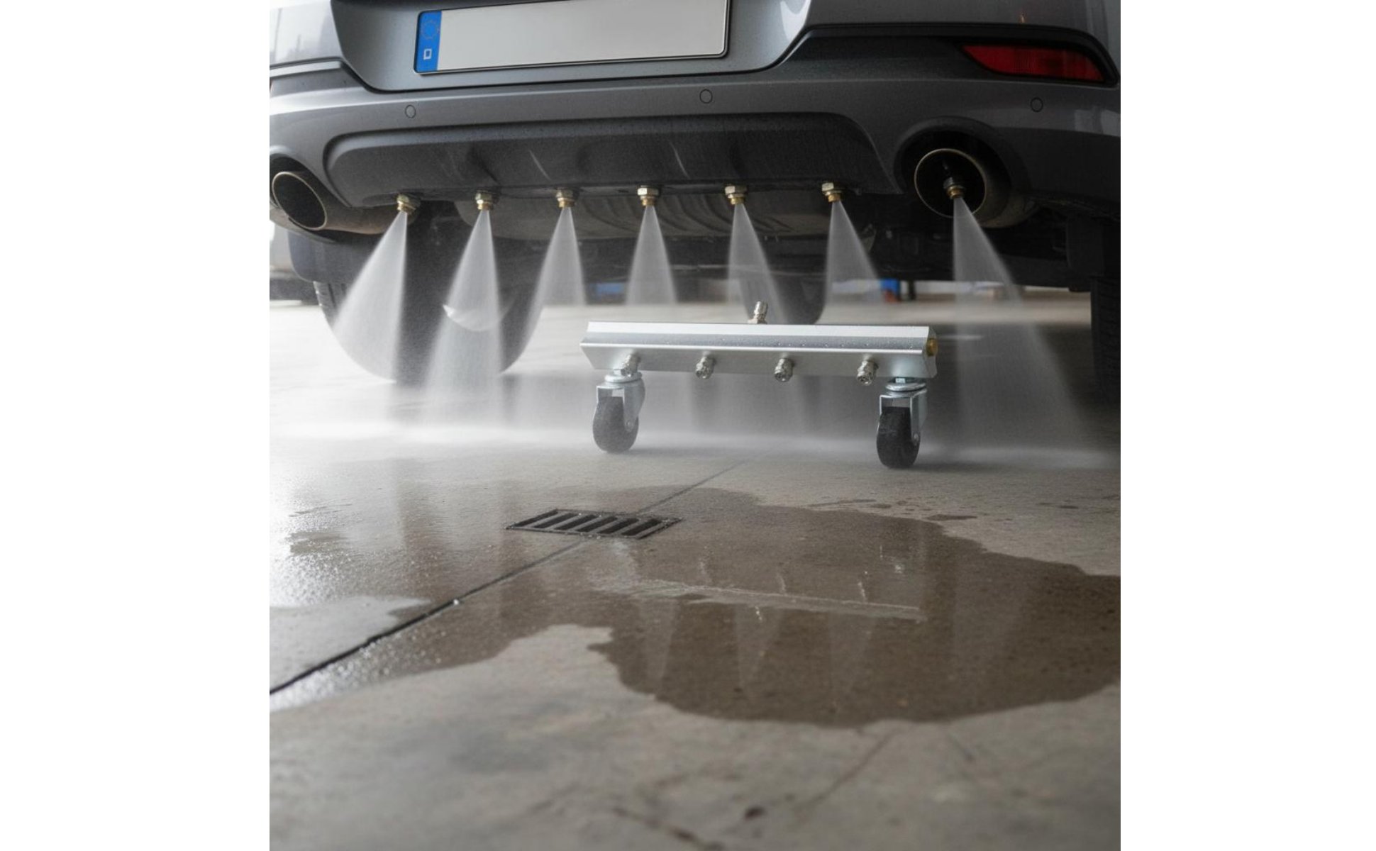 Undercarriage Cleaner Fan-Shaped Spray Car Underbody Washer Roller Wheels