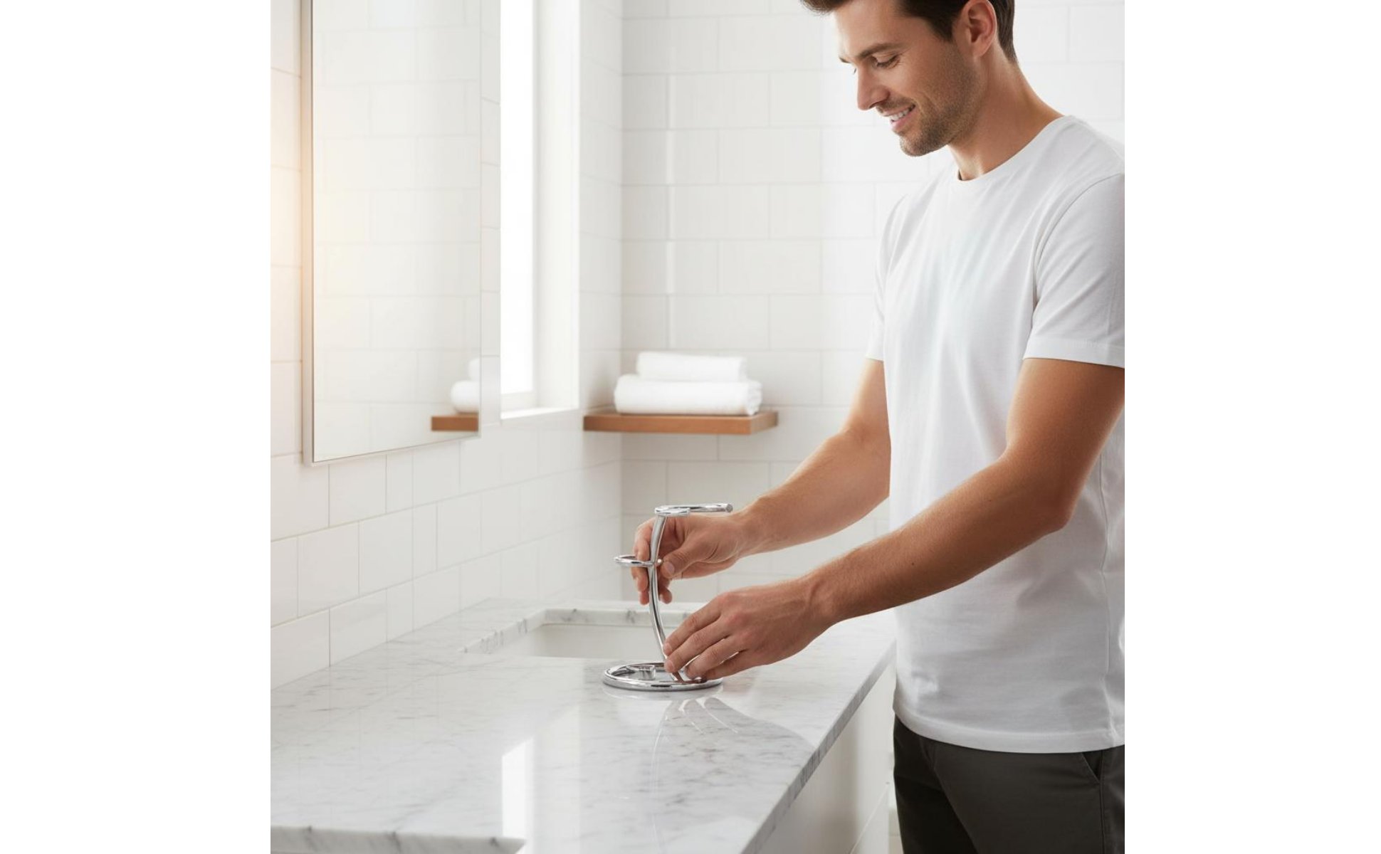 Razor and Brush Stand Long-Lasting Stainless Steel Shaving Holder Stable Base