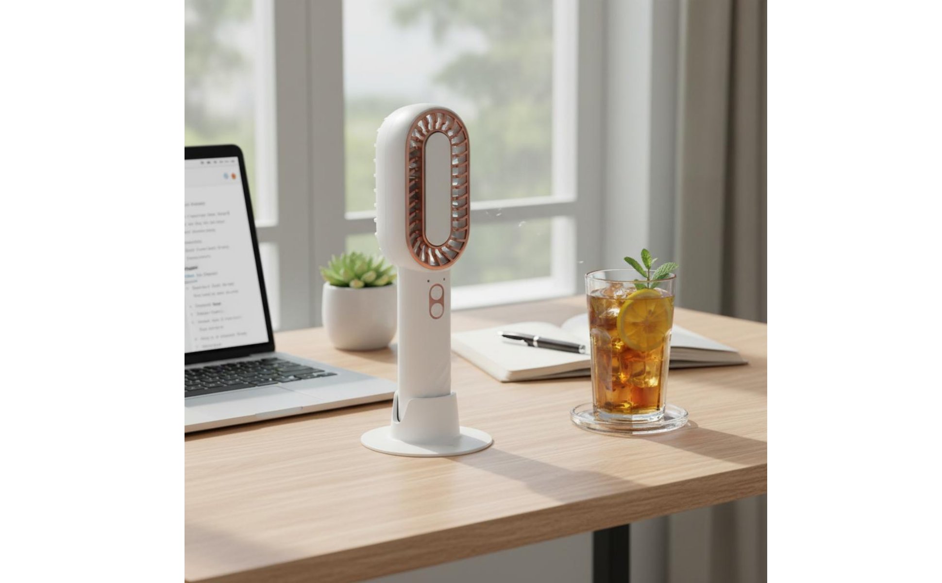 Handheld Cooling Fan Twin Blade Design Rechargeable Desk Fan for Outdoor, Travel