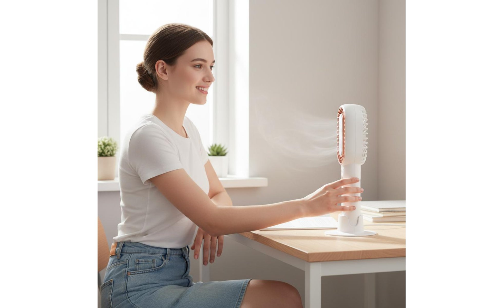 Handheld Cooling Fan Twin Blade Design Rechargeable Desk Fan for Outdoor, Travel