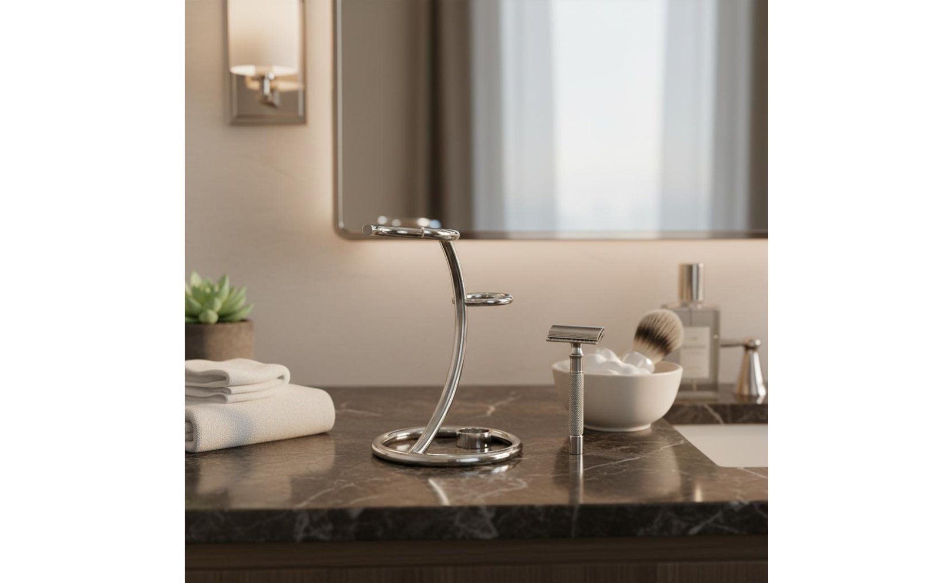Razor and Brush Stand Long-Lasting Stainless Steel Shaving Holder Stable Base