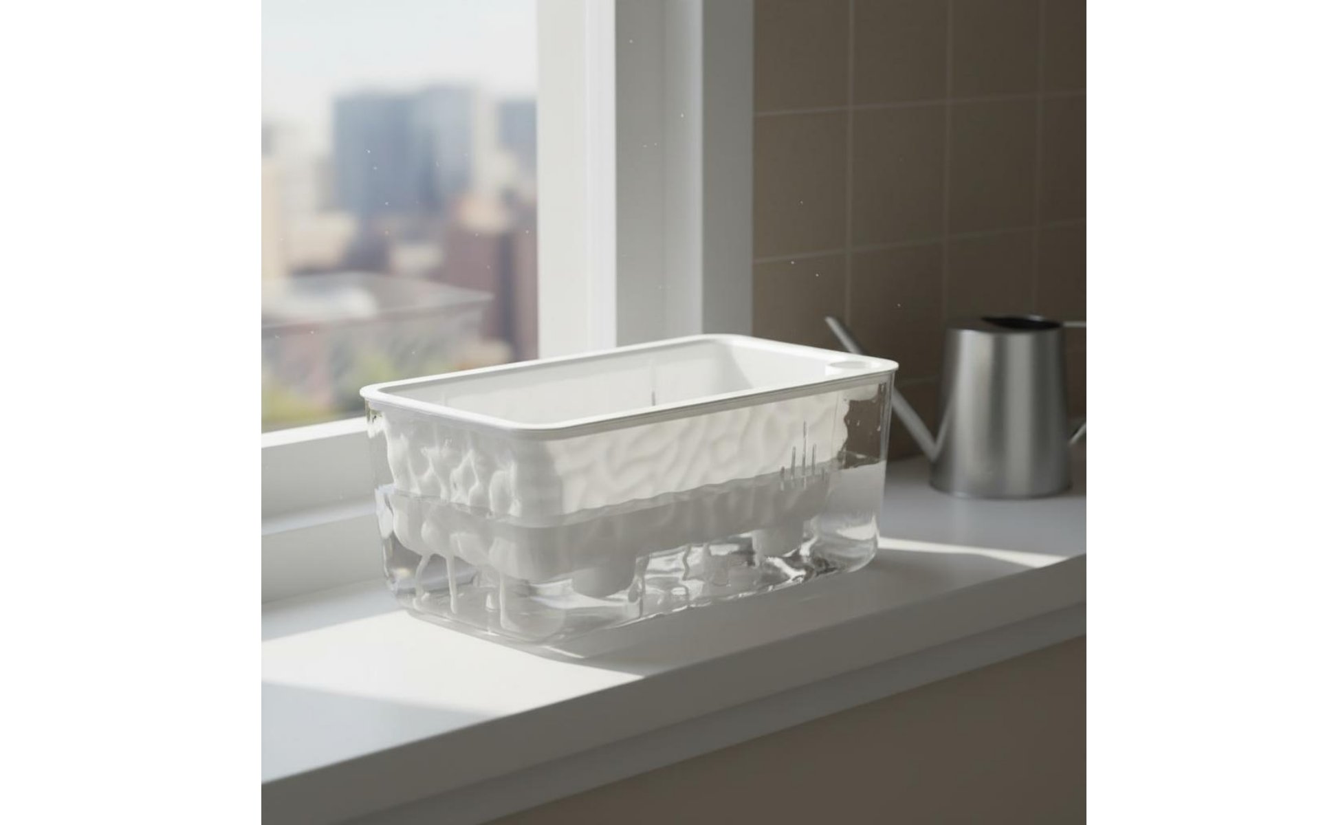 Self-Watering Planter Sturdy PET Material Transparent Plant Pot for Balcony