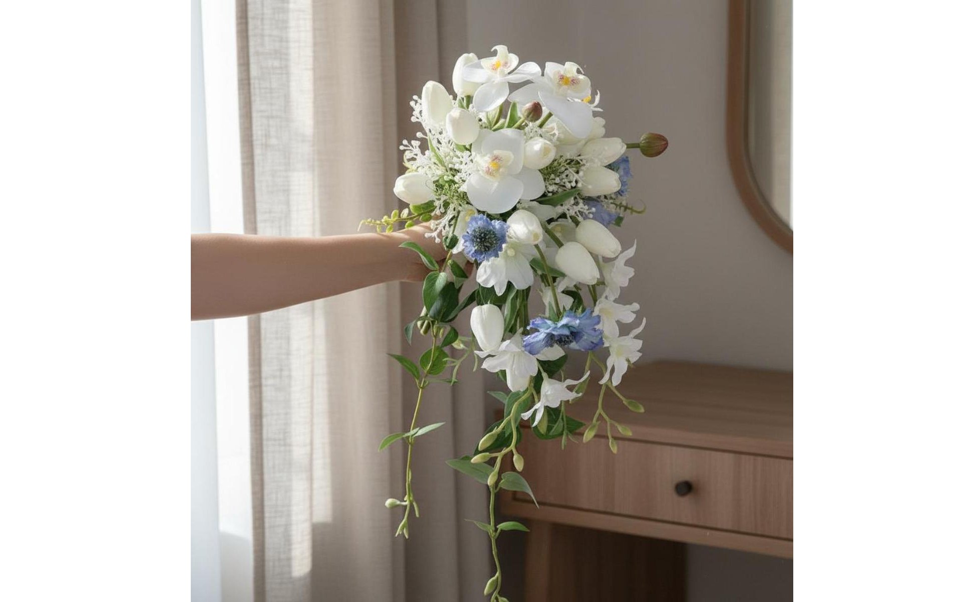 Waterfall Bridal Flower Arrangement Romantic Design Cascading Wedding Flower