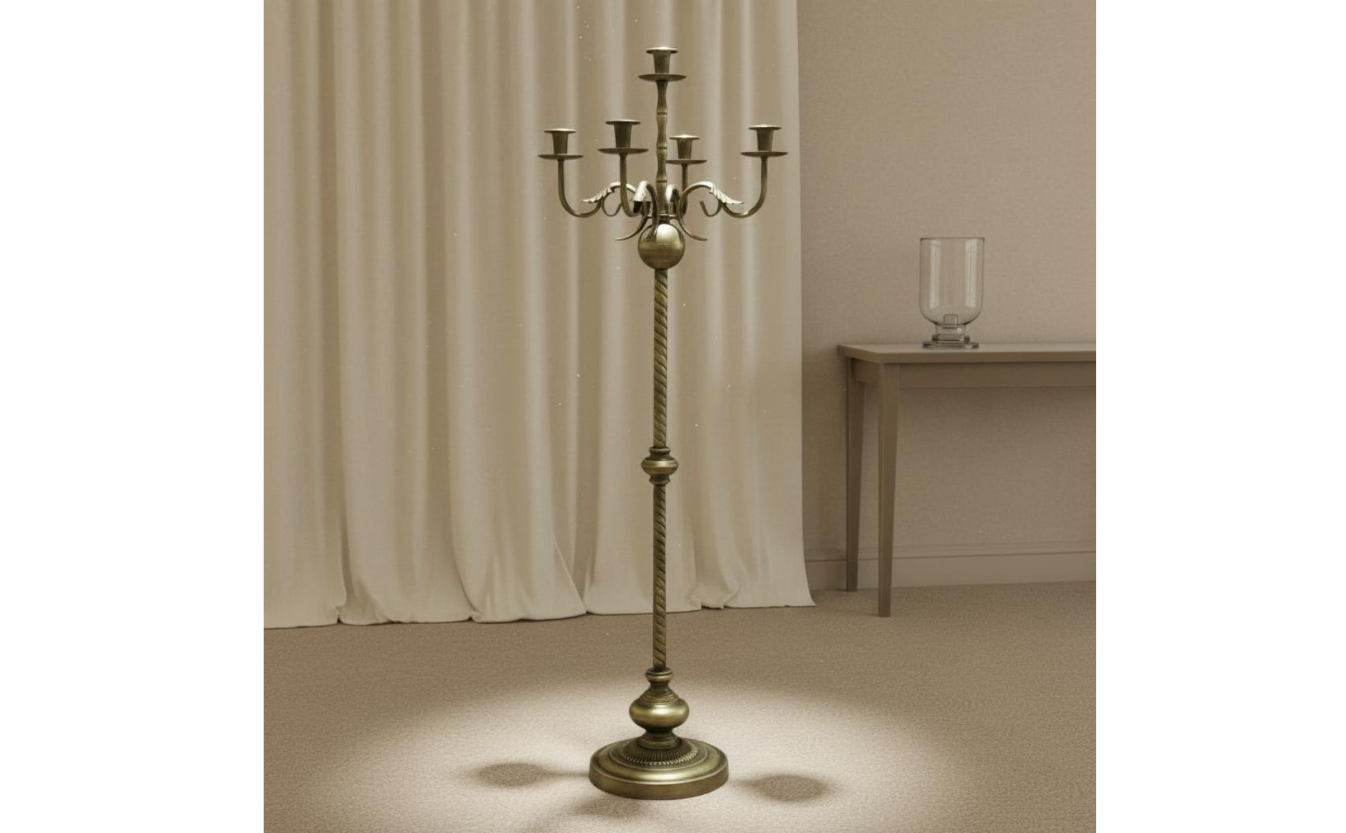 Grand Bougeoir En Métal Finition Couleur Bronze Chandelier de à 5 Branches