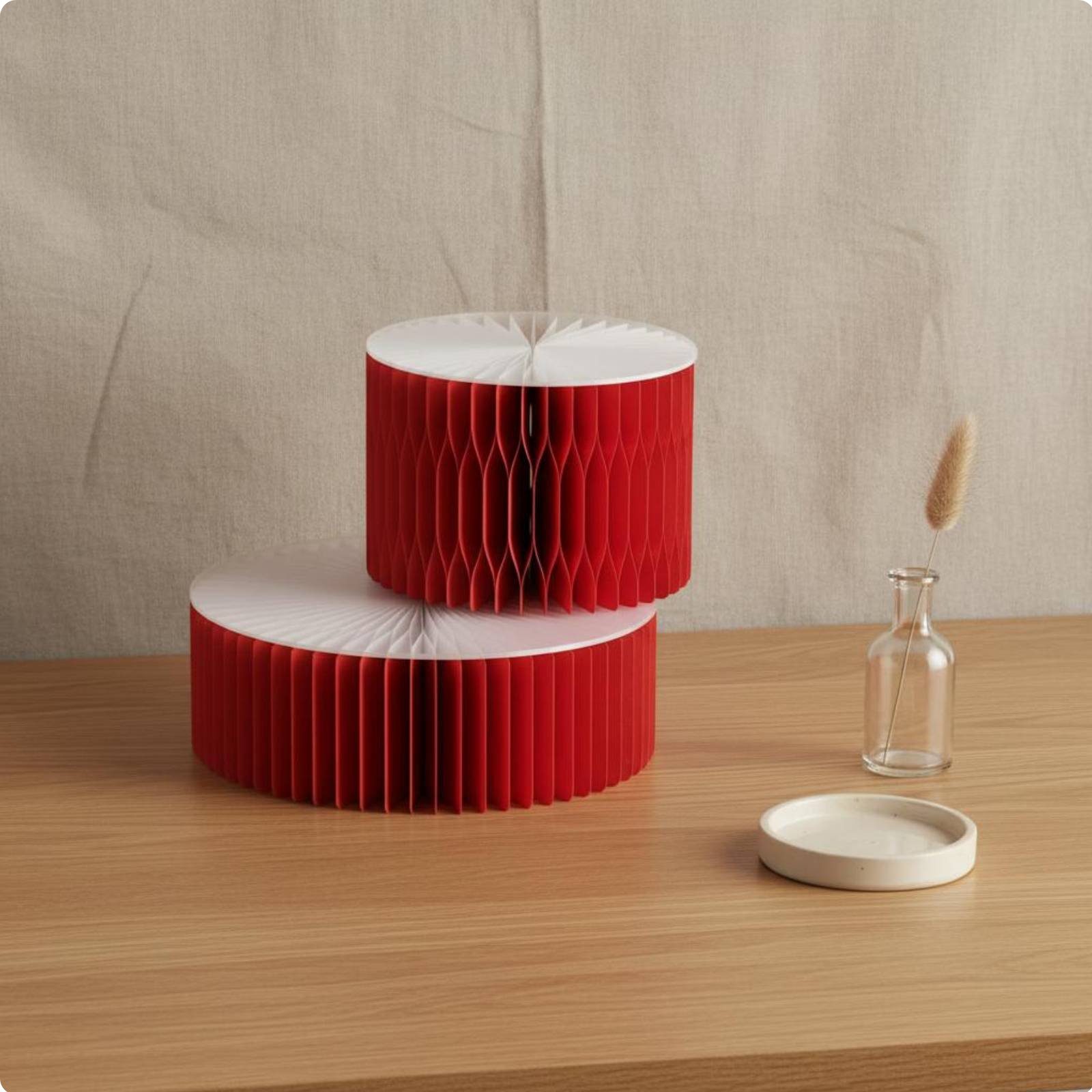 Foldable Paper Display Stand Artistic Design Accordion Paper Pedestal Stackable