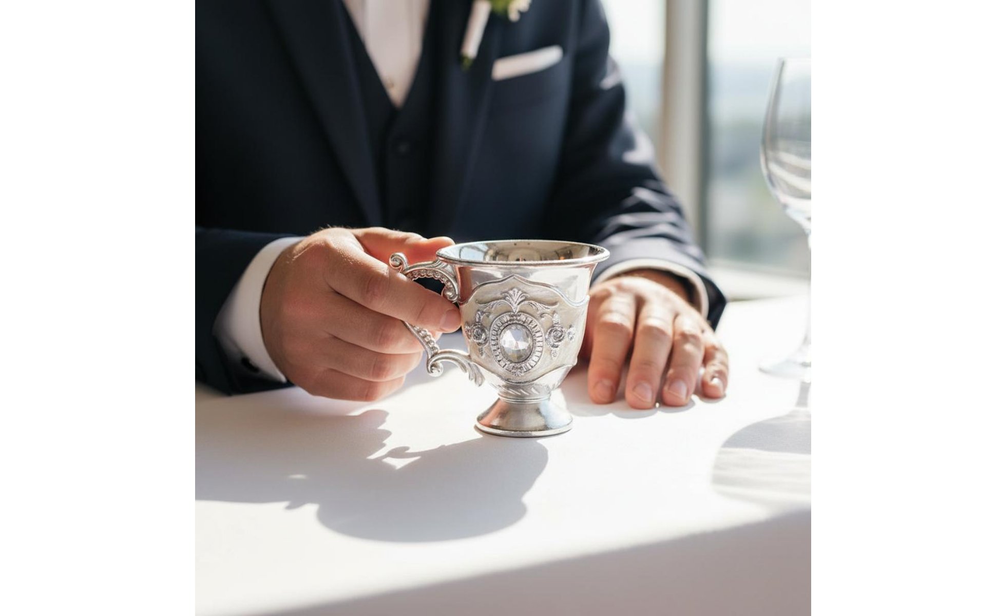 European Design Liquor Cup Luxury Design Vintage Metal Small Drink Glass