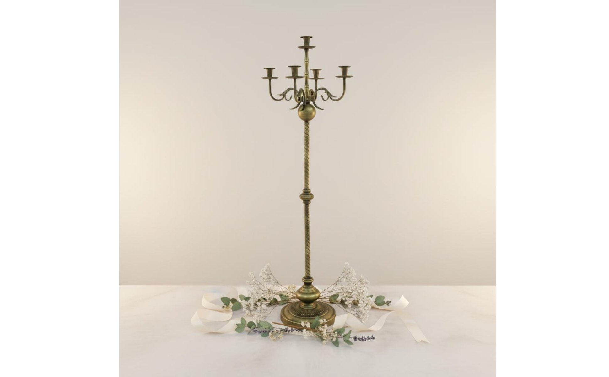 Grand Bougeoir En Métal Finition Couleur Bronze Chandelier de à 5 Branches