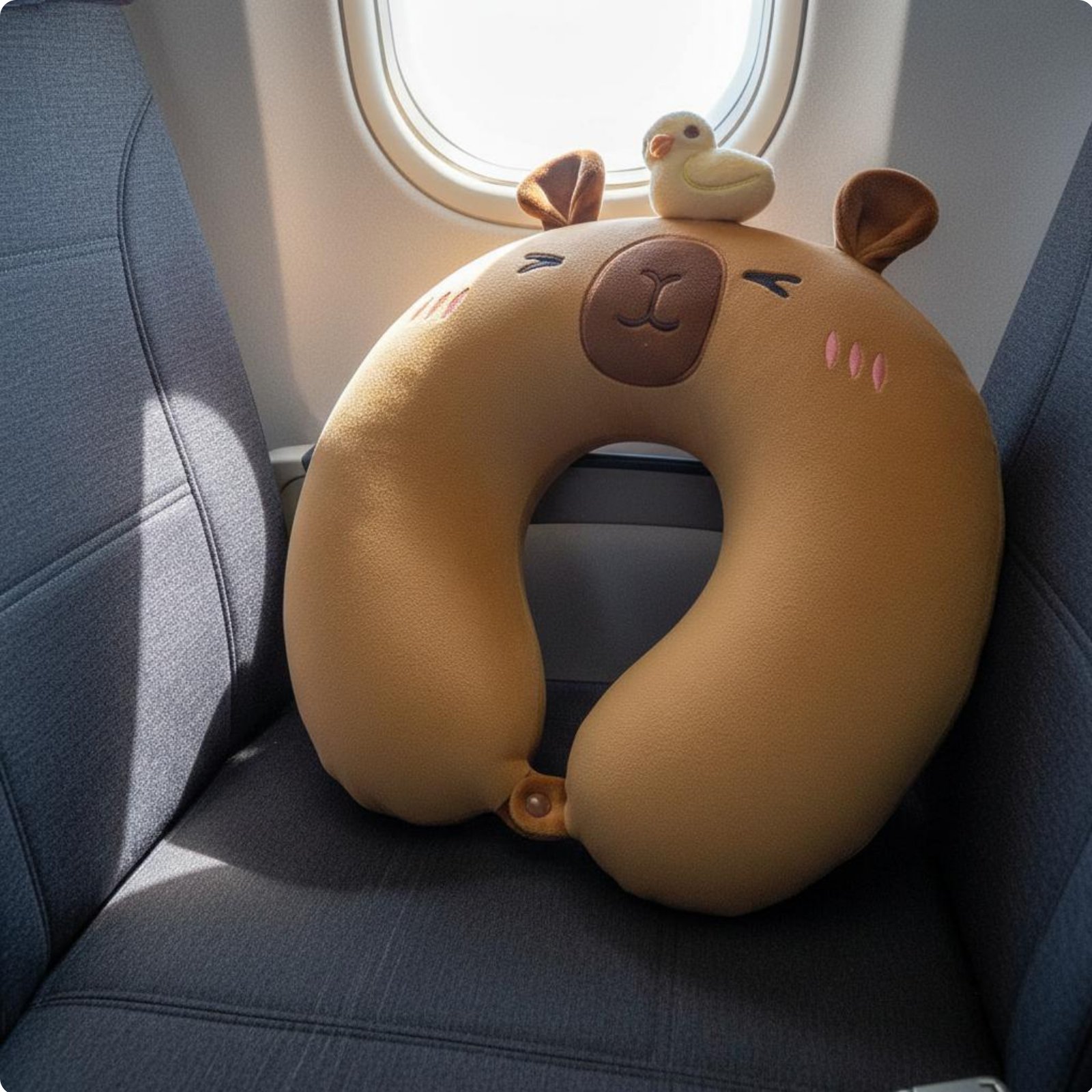 Capybara Neck Pillow Soft Textile Soft U-Shaped Neck Cushion Ergonomic Design