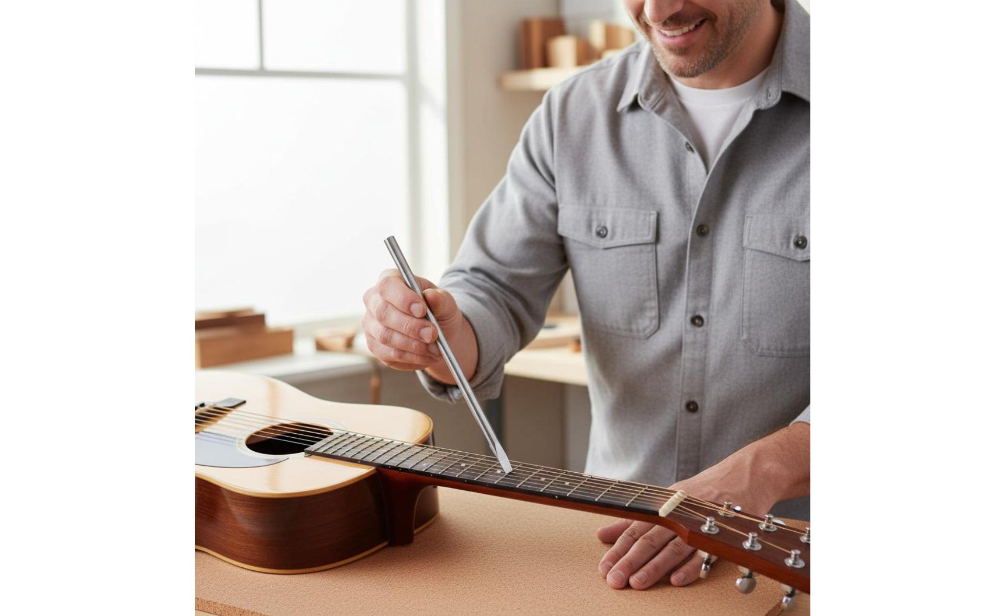 Luthier Fret Press Tool Non-Damaging Guitar Fret Punch for Repair Shop, Luthiers