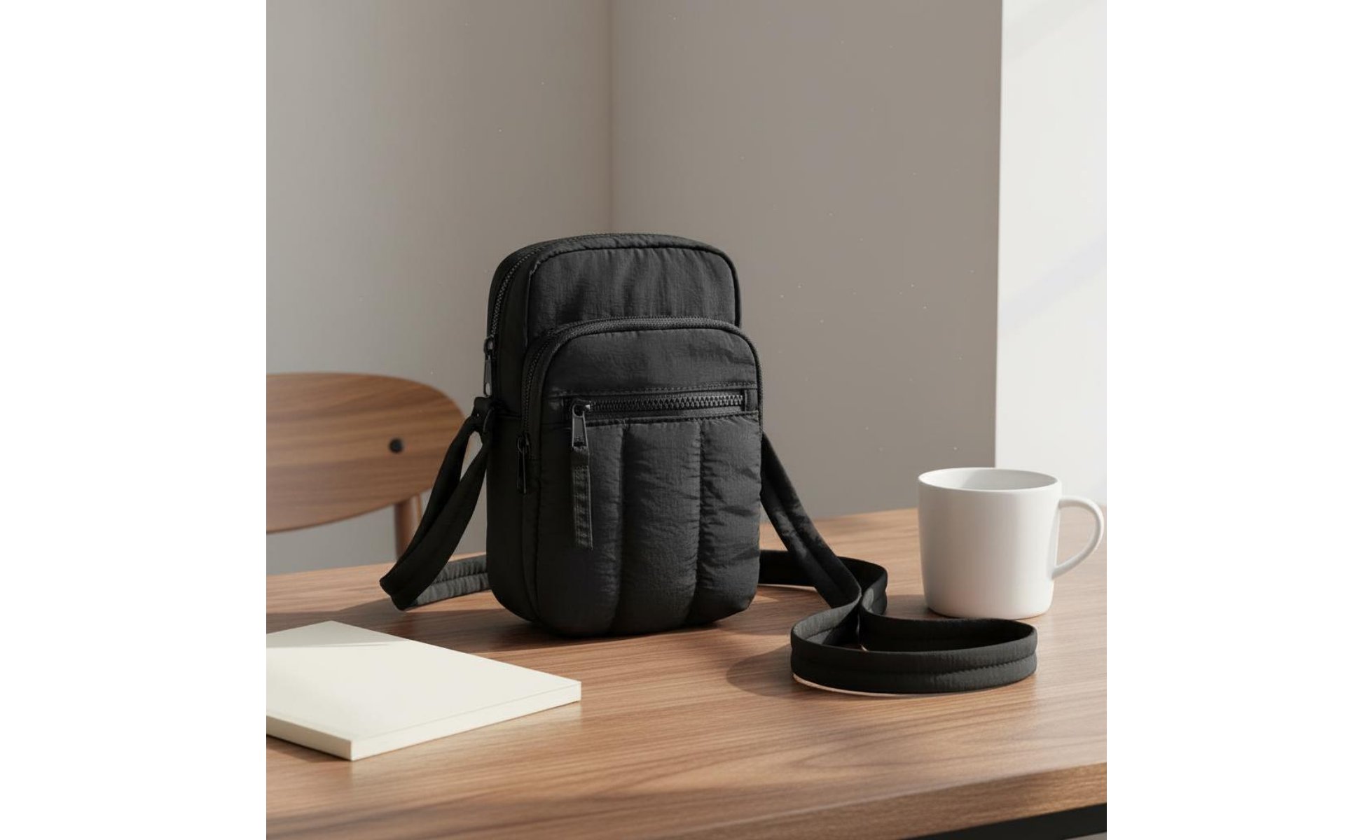 Kleine gesteppte Umhängetasche mehrere Fächer Handytasche zum Umhängen für Damen