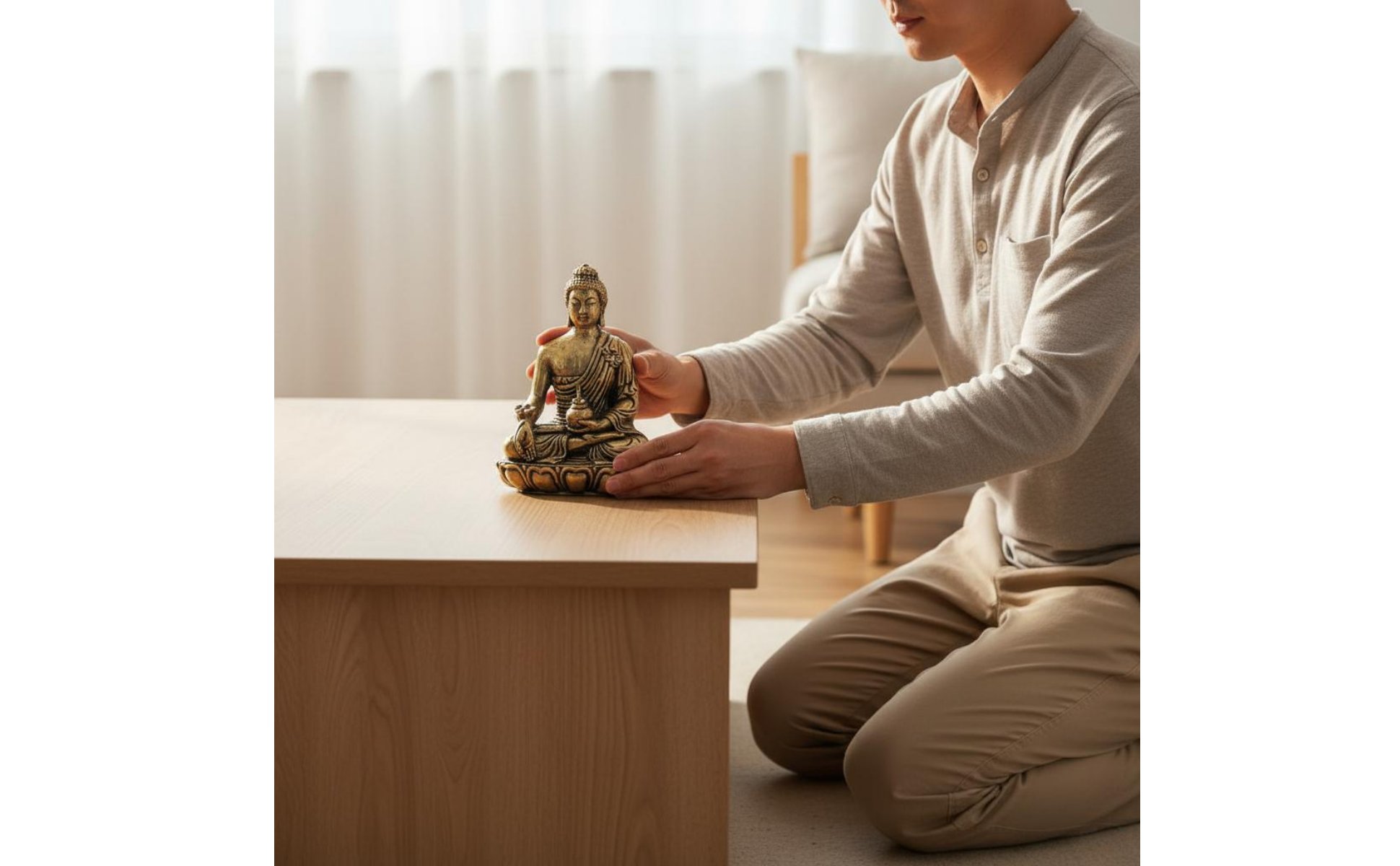 Brass Medicine Buddha Statue Detailed Artwork for Altar, Office Desk, Buddhists