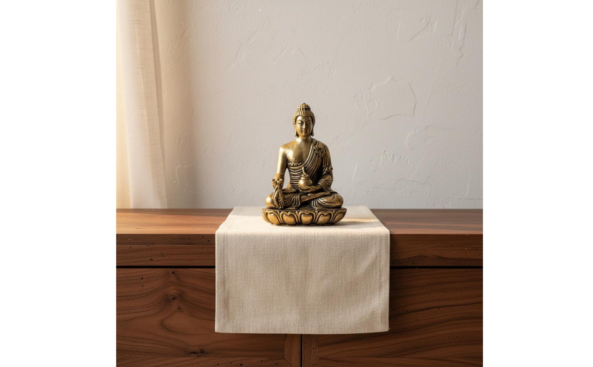 Brass Medicine Buddha Statue Detailed Artwork for Altar, Office Desk, Buddhists