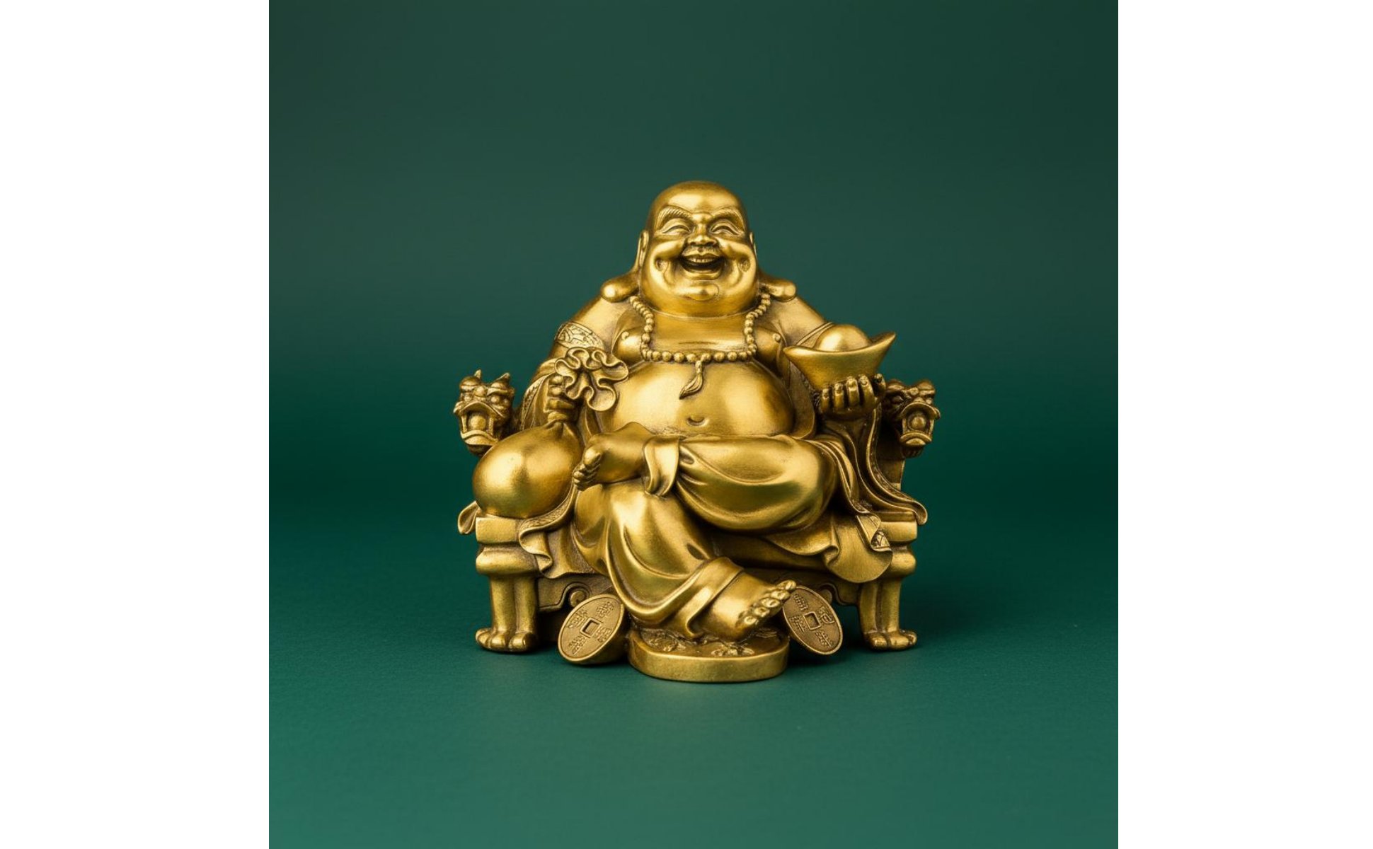 Laughing Buddha Statue Wealth Attraction Golden Maitreya Figurine Good Fortune