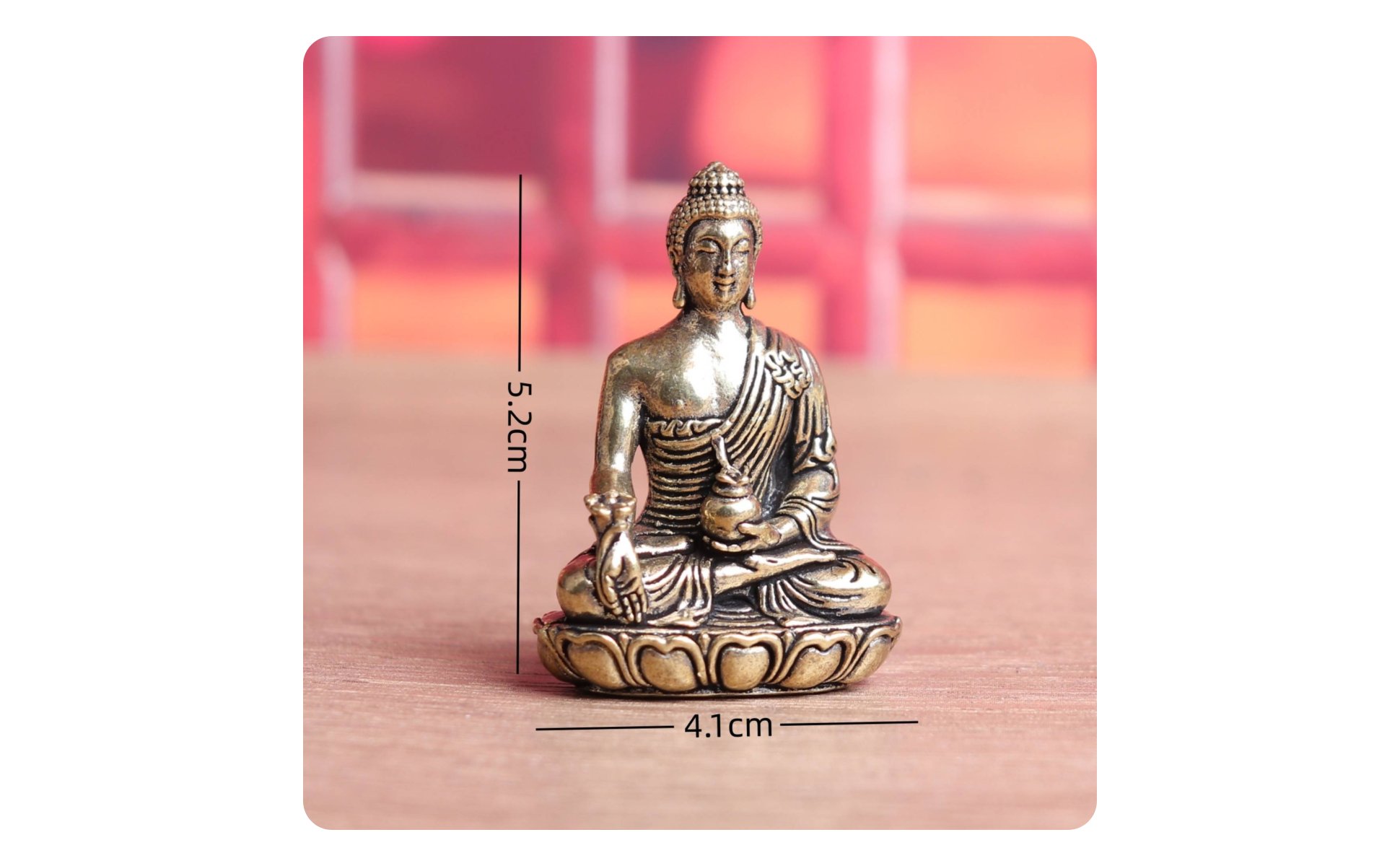 Brass Medicine Buddha Statue Detailed Artwork for Altar, Office Desk, Buddhists