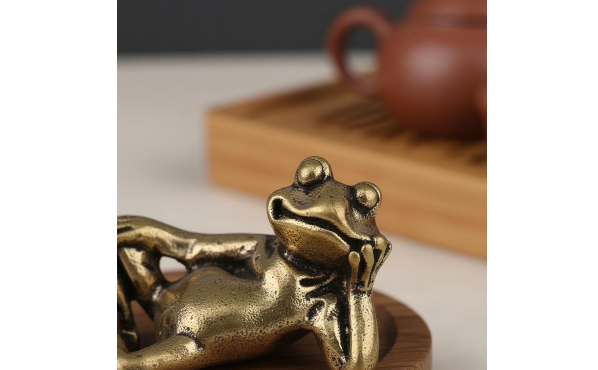 Statuette Grenouille Vintage Symbole de Chance Figurine Grenouille En Laiton