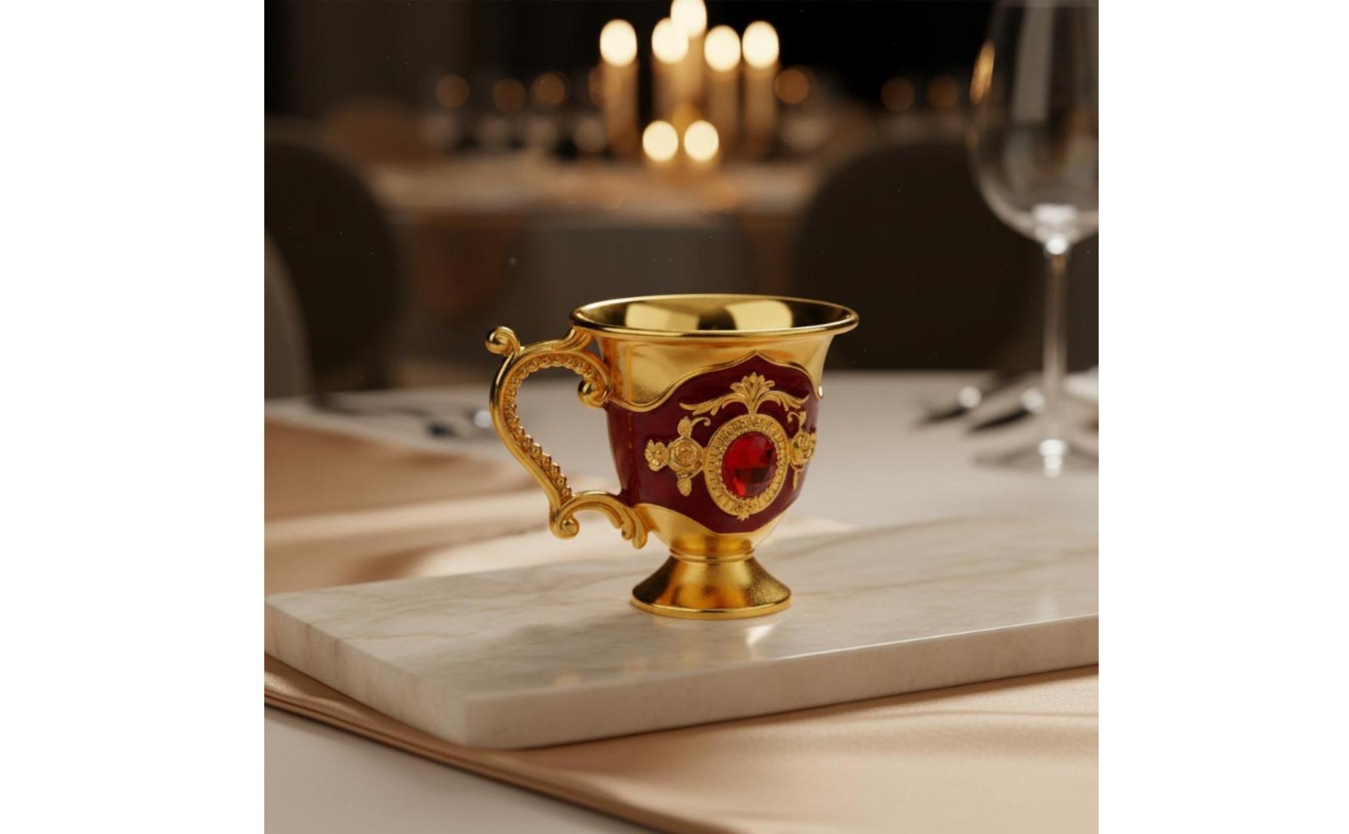 European Design Liquor Cup Luxury Design Vintage Metal Small Drink Glass