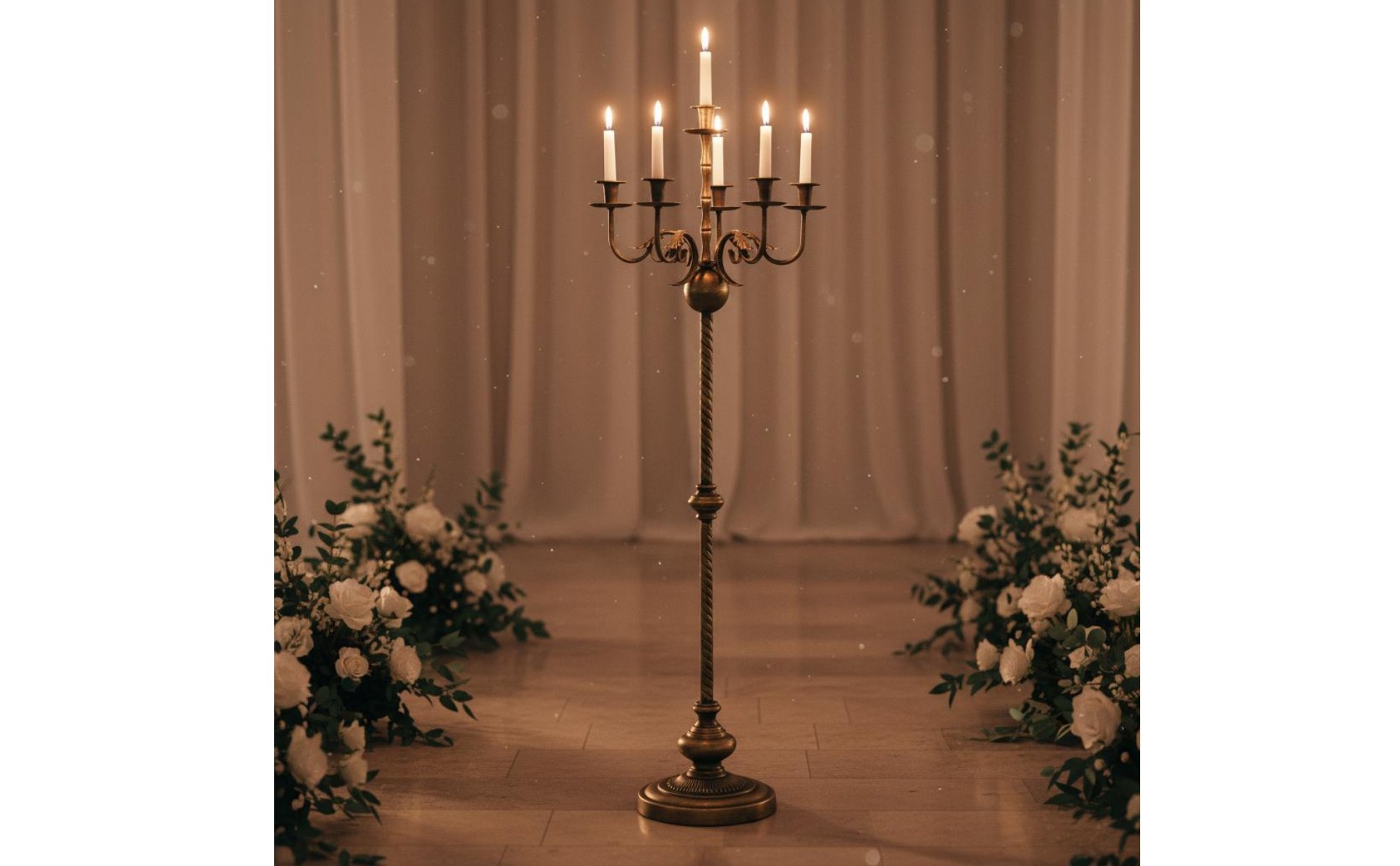 Grand Bougeoir En Métal Finition Couleur Bronze Chandelier de à 5 Branches