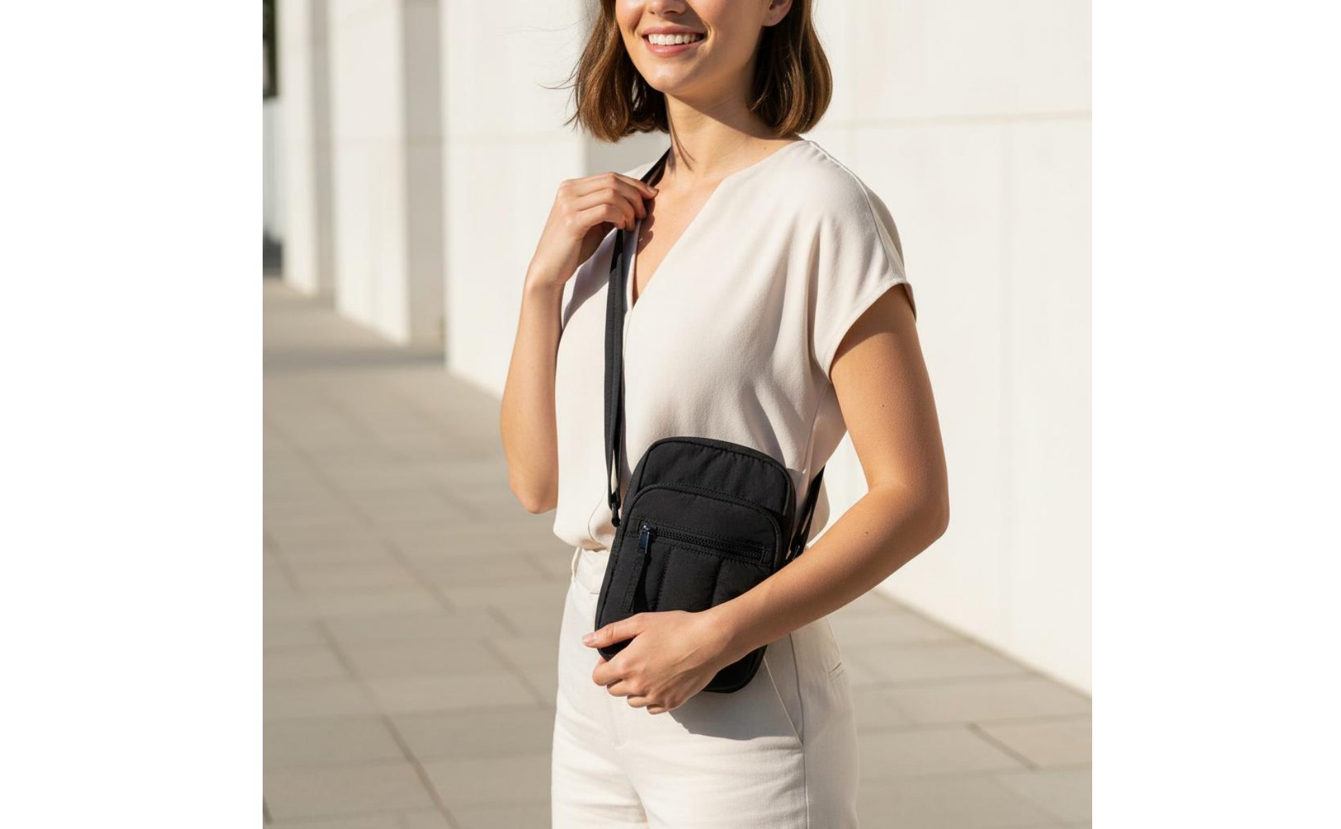 Kleine gesteppte Umhängetasche mehrere Fächer Handytasche zum Umhängen für Damen