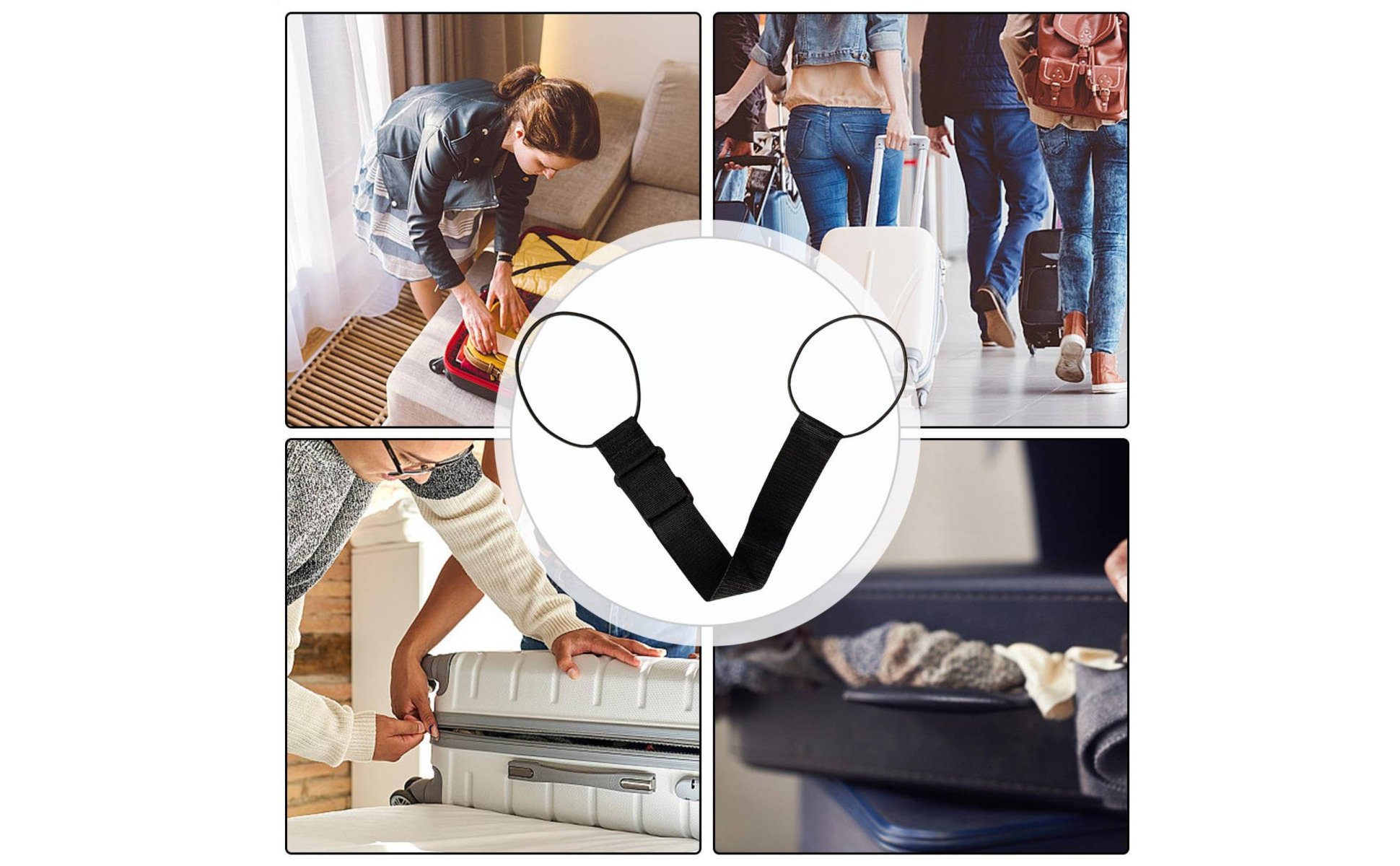 Adjustable Luggage Bungee Multi-Purpose Suitcase Add-a-Bag Strap Portable