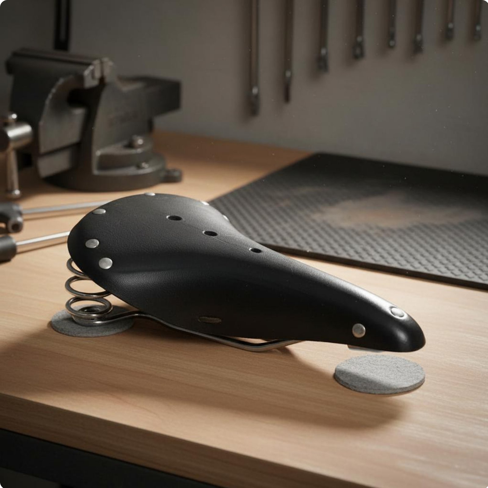 Leather Coil Cycle Saddle Shock Absorbing for Paved Cycling, Town Commuting