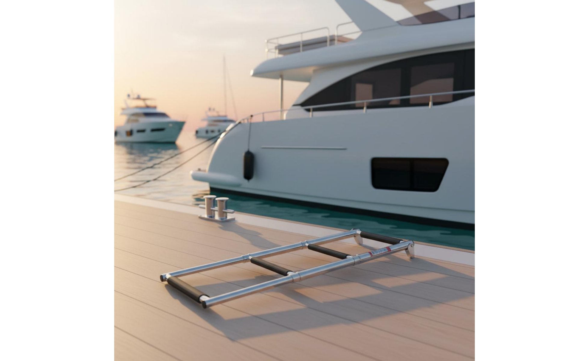 Échelle Télescopique 3 Marches Acier Inoxydable pour Bateau, Ponton