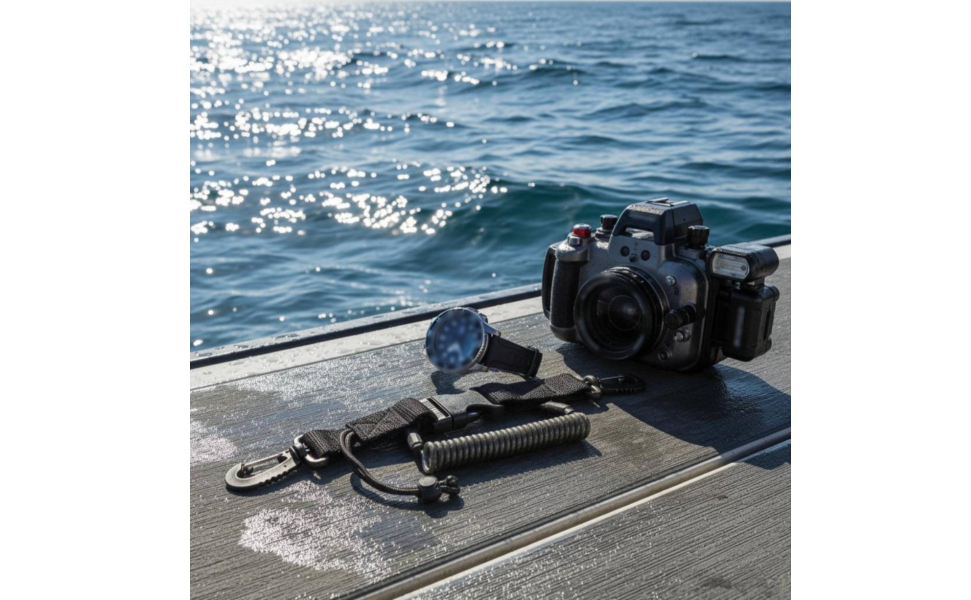 Diving Coil Lanyard Steel Wire Core Underwater Camera Tether Coiled Design