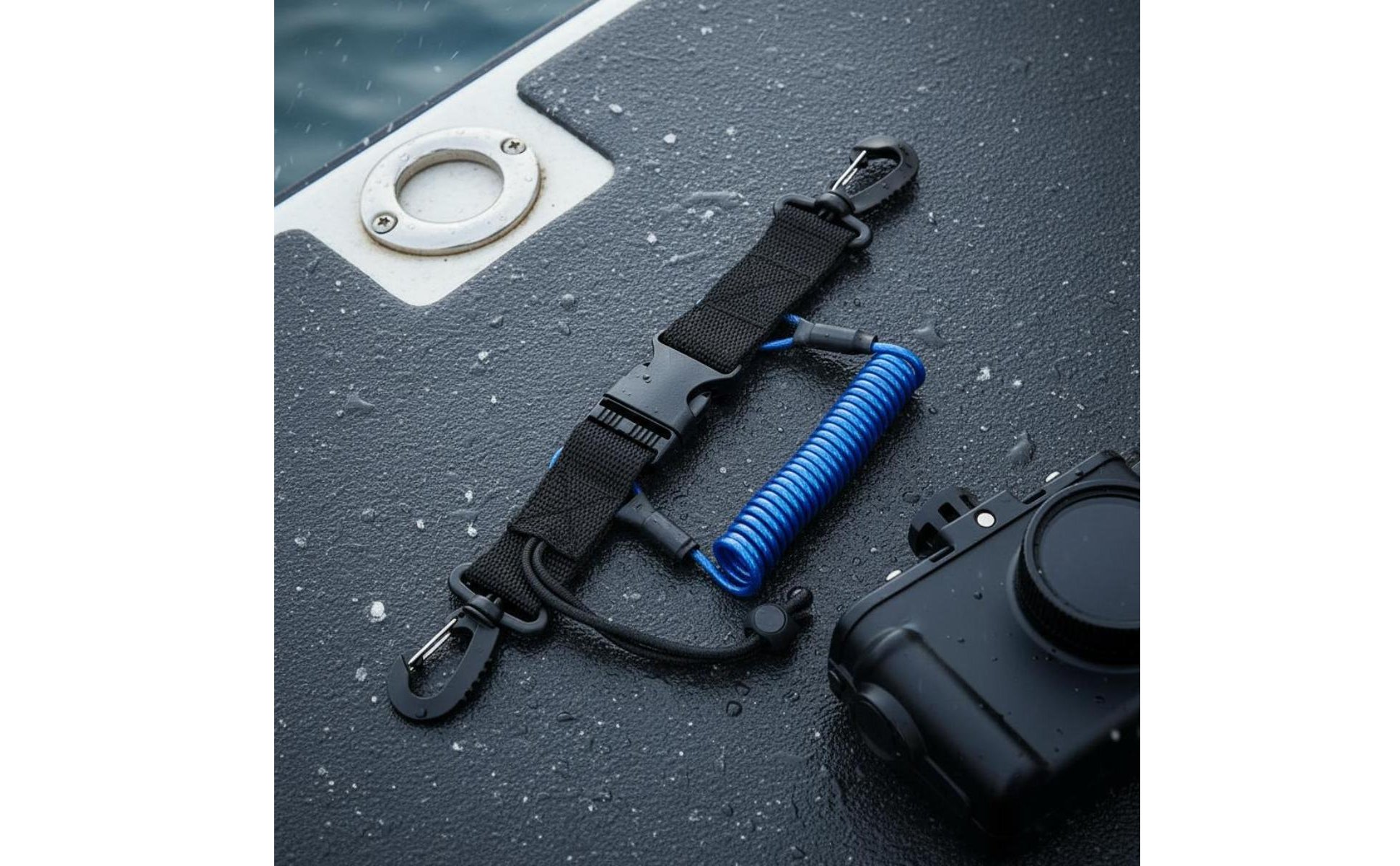 Diving Coil Lanyard Steel Wire Core Underwater Camera Tether Coiled Design