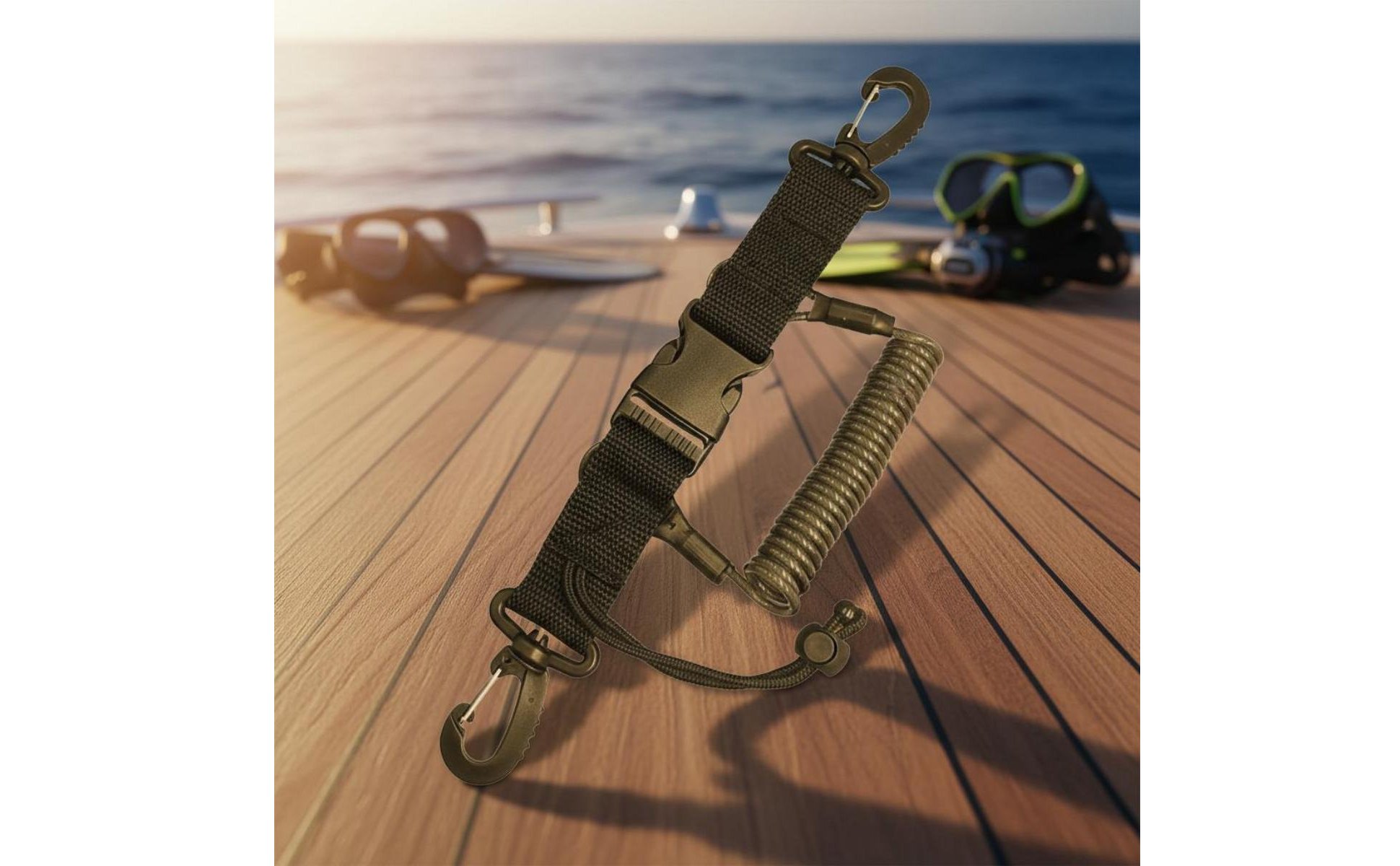 Diving Coil Lanyard Steel Wire Core Underwater Camera Tether Coiled Design