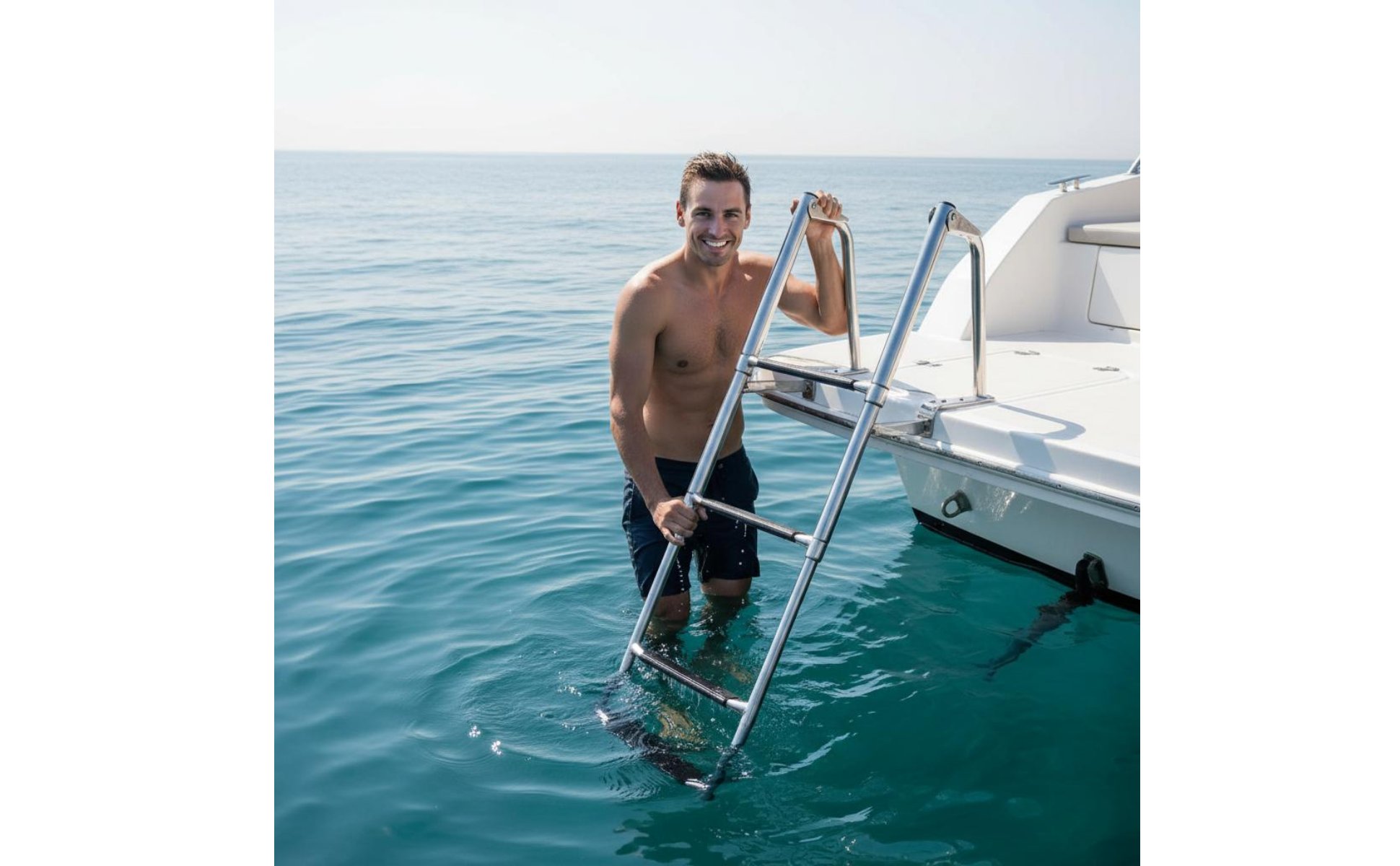Échelle Télescopique 3 Marches Acier Inoxydable pour Bateau, Ponton