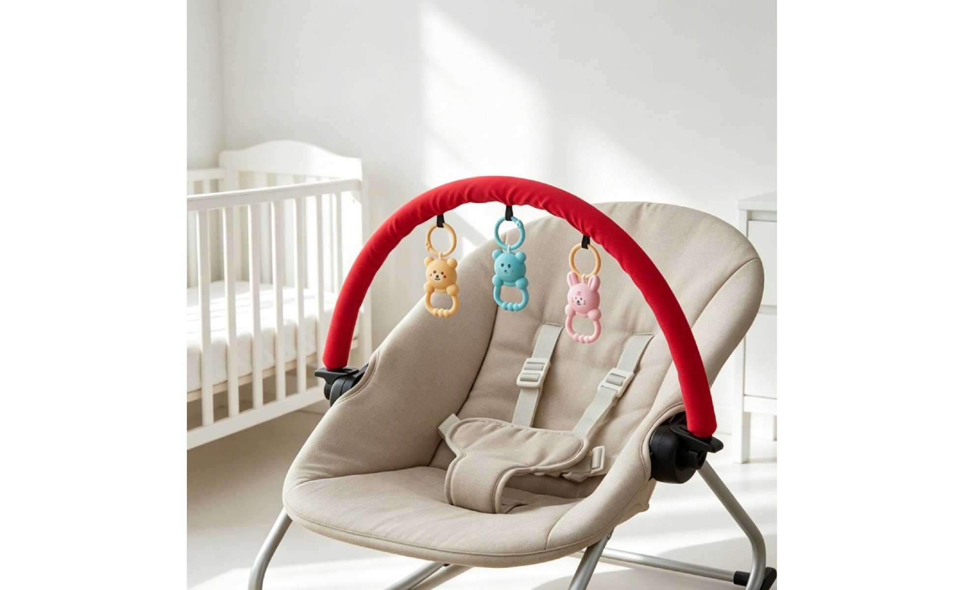 Baby Bouncer Toy Arch Wooden Beads Bouncer Toy Bar Attachment for Infants