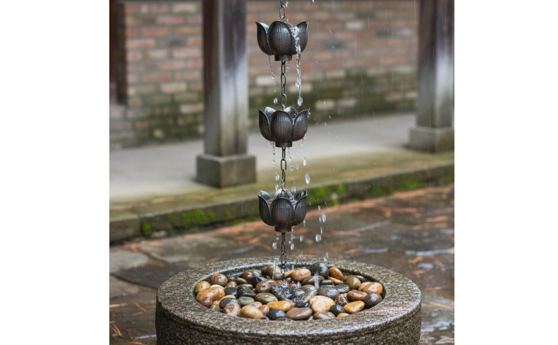 Lotus Rain Chain Oriental Aesthetic Decorative Rain Chain for House Eaves, Patio