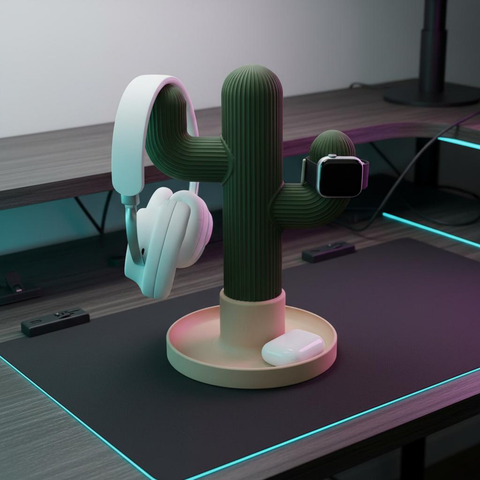 Cactus Headphone Stand Space Saving Cactus Desk Organizer Creative Gift
