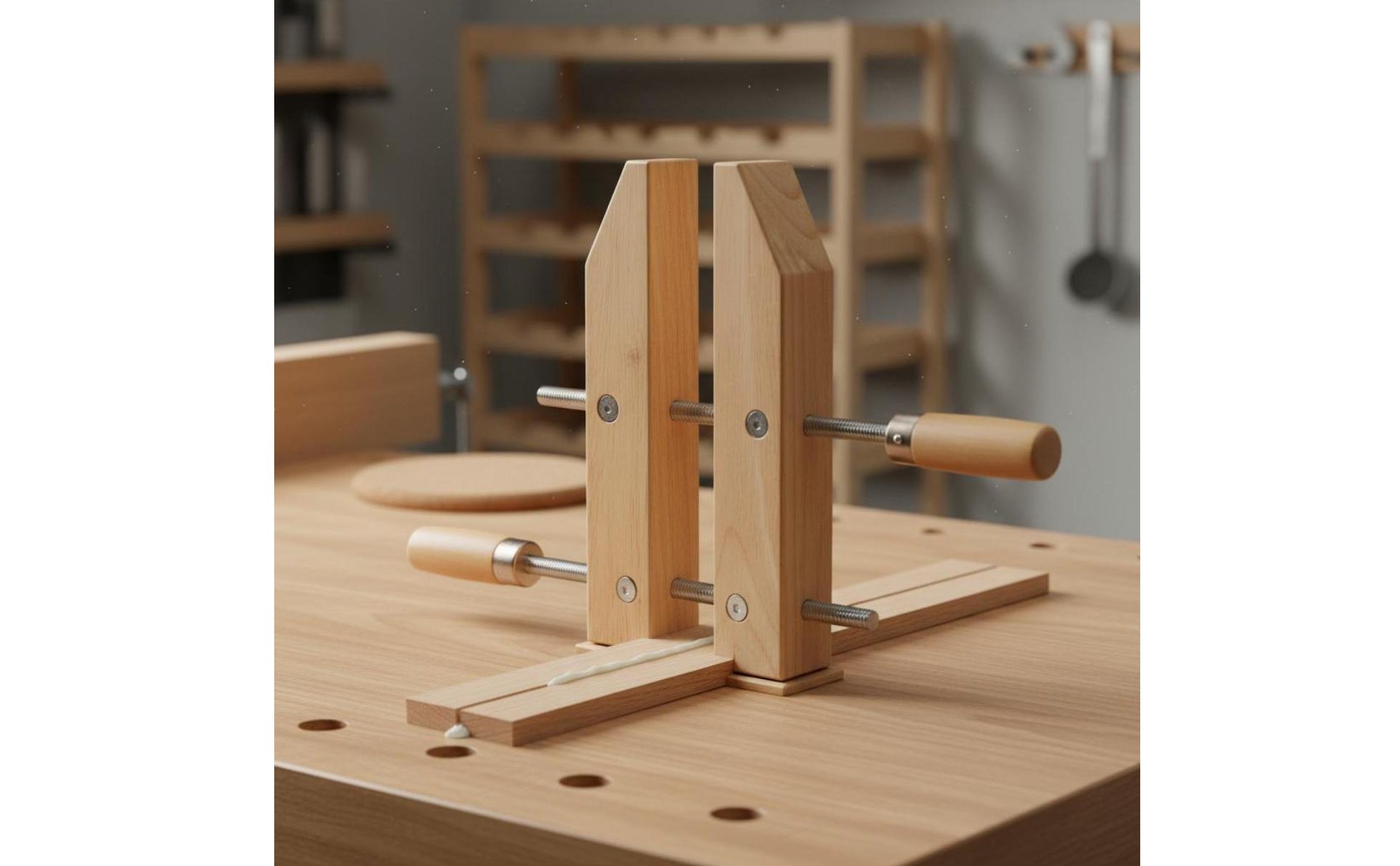 Wooden Hand Screw Clamp Long-Lasting Rubberwood Body Parallel Jaw Wood Clamp