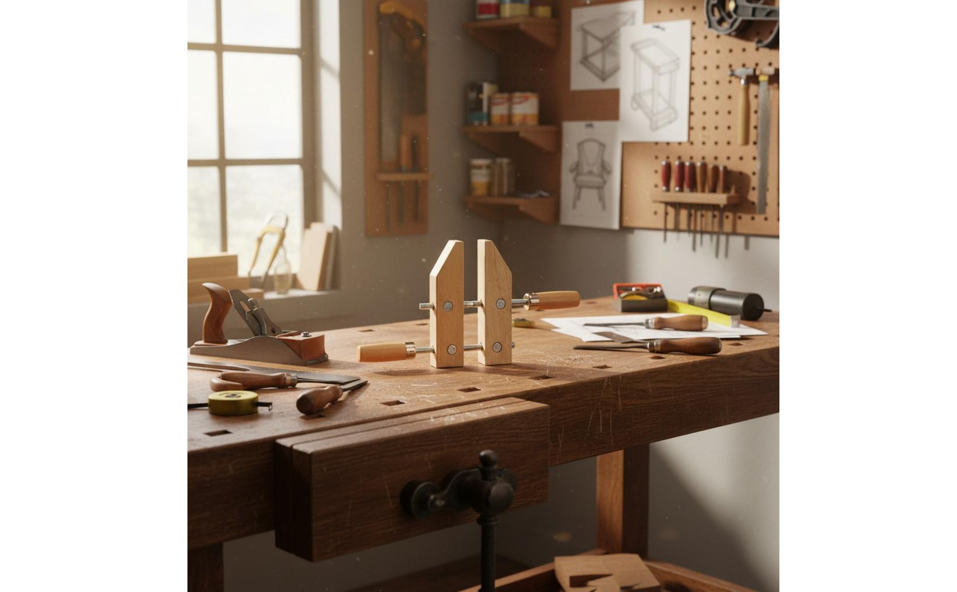 Wooden Hand Screw Clamp Long-Lasting Rubberwood Body Parallel Jaw Wood Clamp