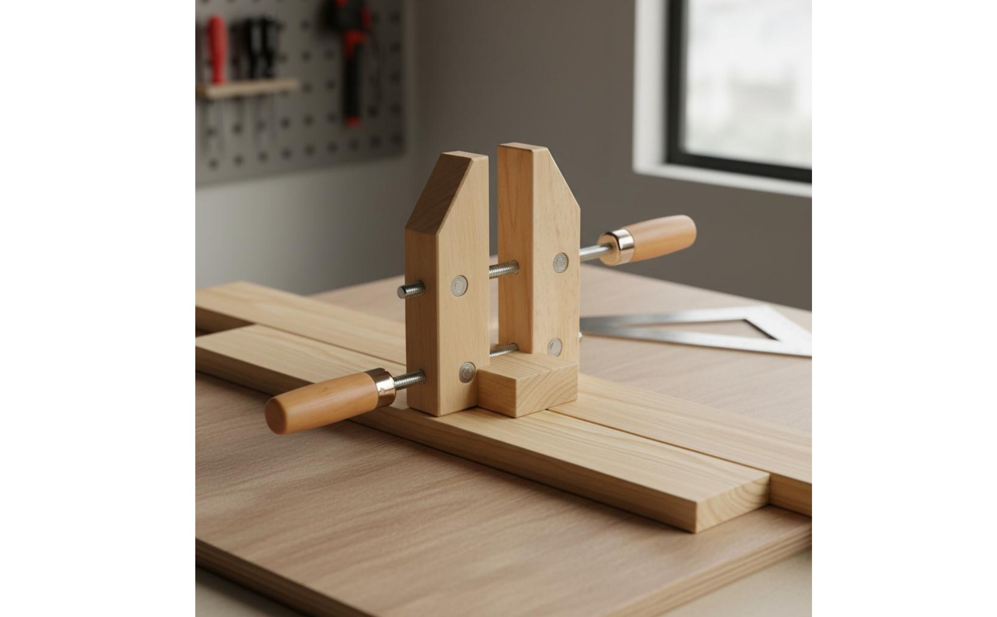 Wooden Hand Screw Clamp Long-Lasting Rubberwood Body Parallel Jaw Wood Clamp