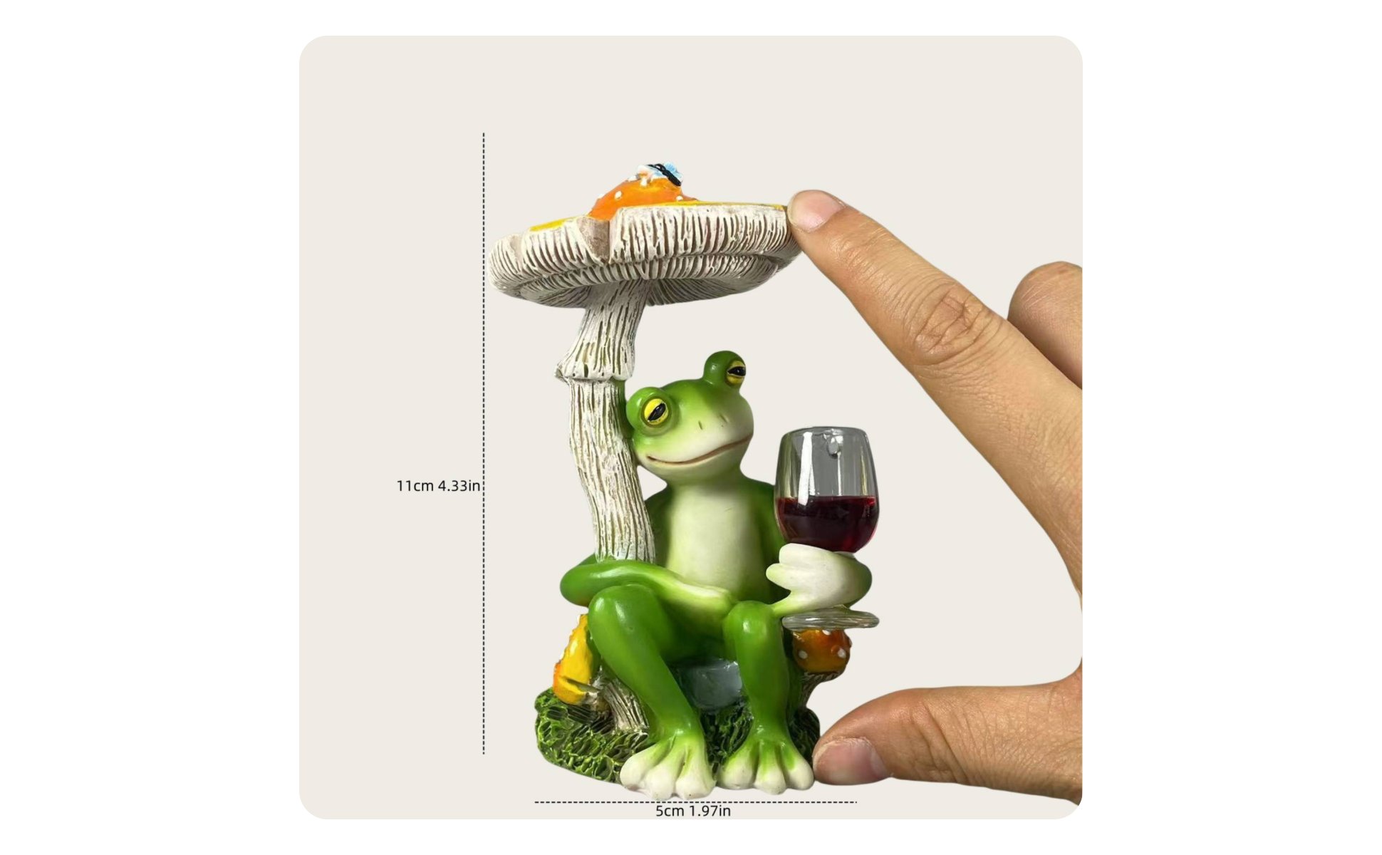 Frog Under Toadstool Figurine Creative Design Frog Drinking Wine Statue