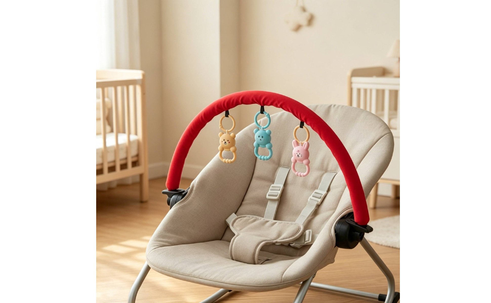 Baby Bouncer Toy Arch Wooden Beads Bouncer Toy Bar Attachment for Infants
