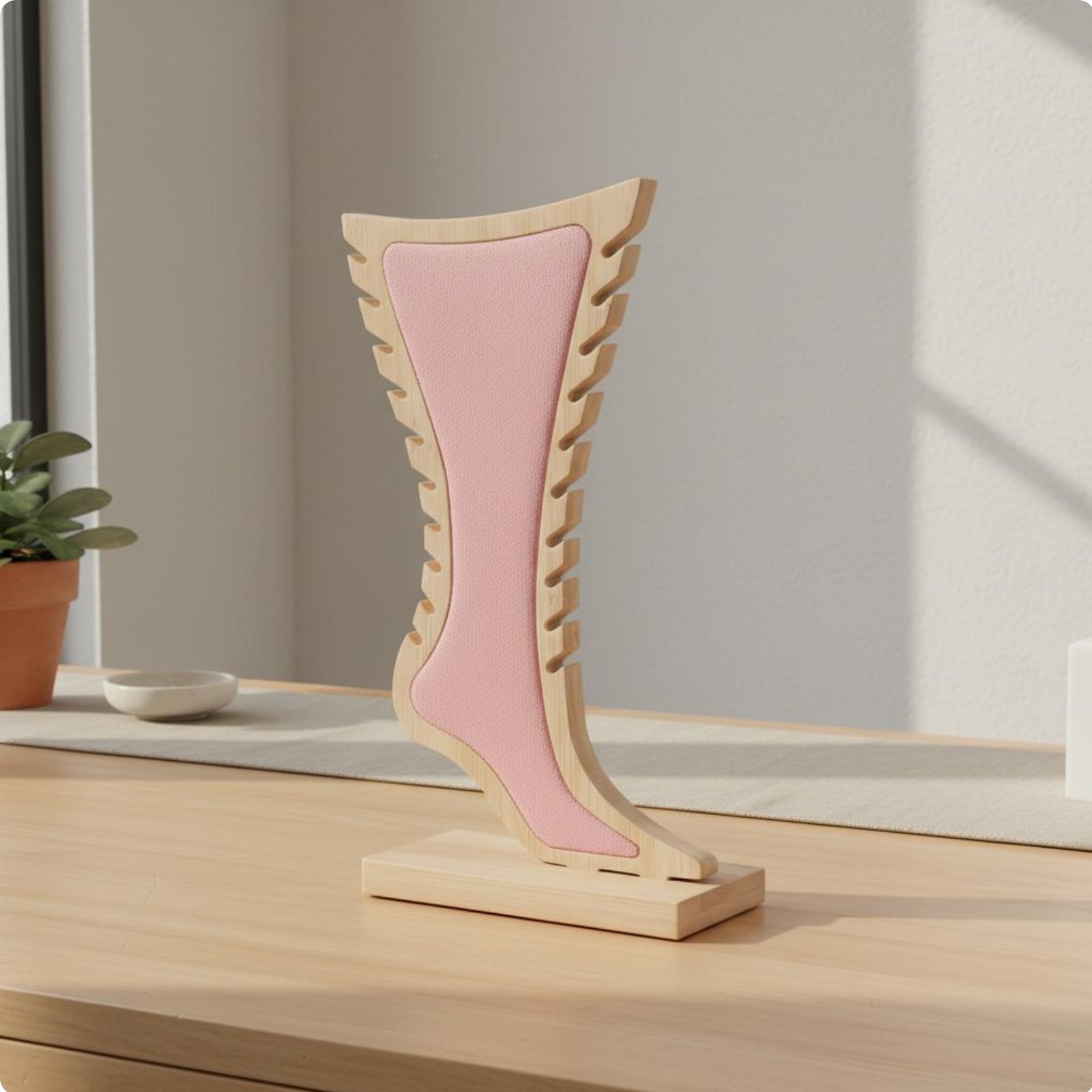 Bamboo Necklace Holder Multi-Slot Vertical Anklet Display Stand Soft Lining