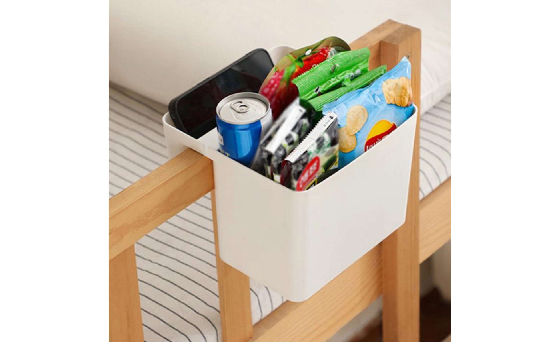 Bunk Bed Storage Organizer No Installation Dorm Room Bedside Shelf