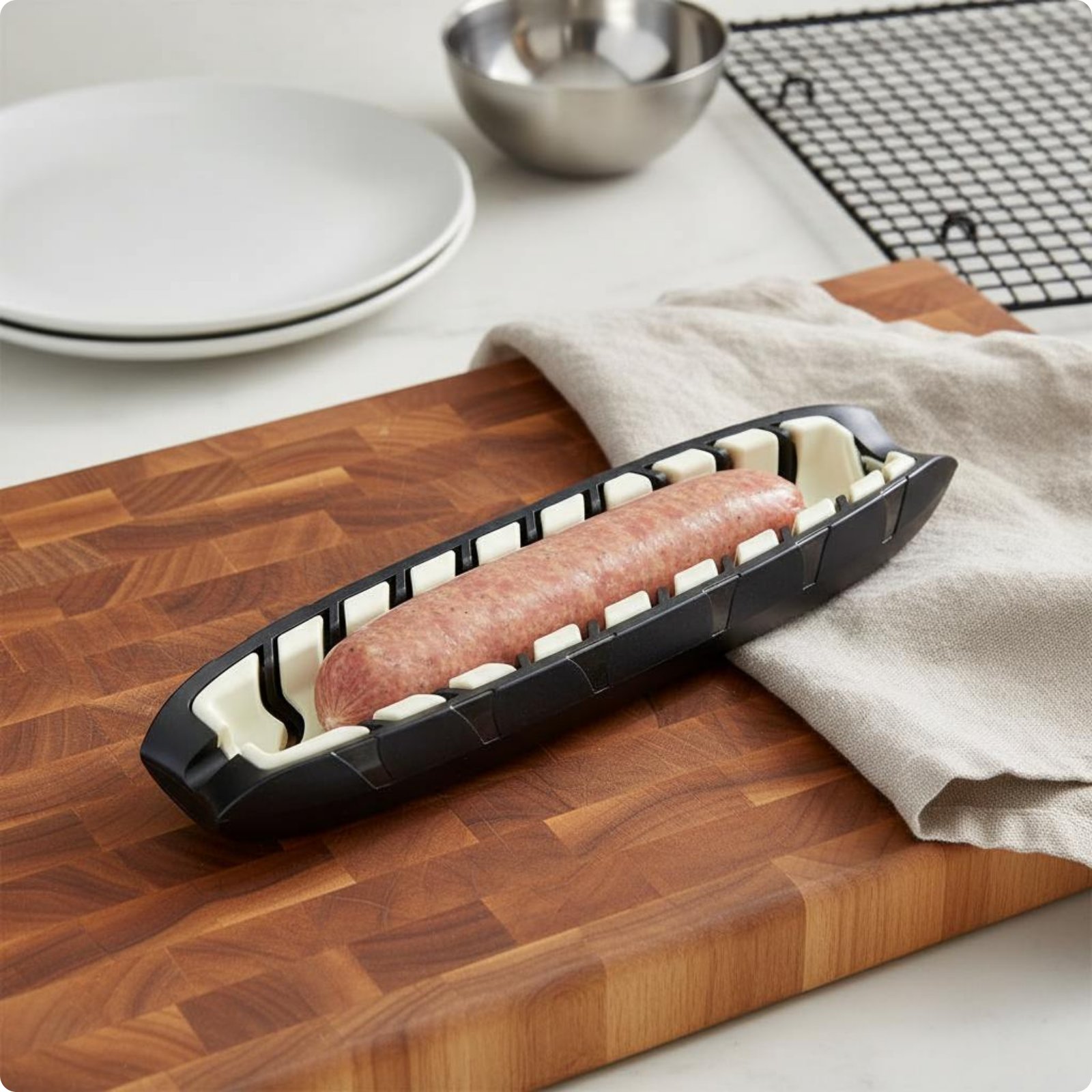 Cross-Hatch Sausage Creates Decorative Cuts Sausage Scoring Tool