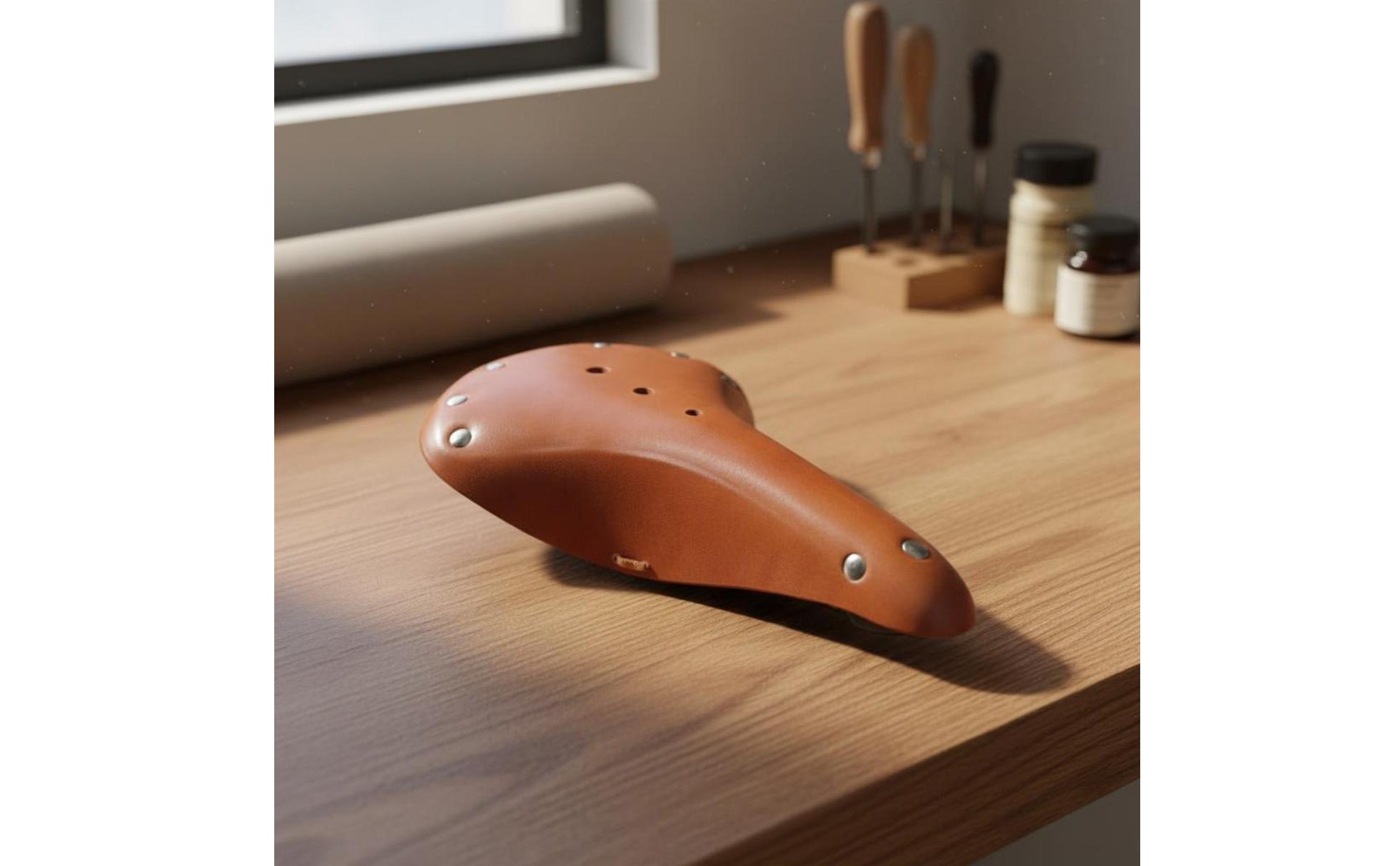 Selle Cuir Rivets Long-Lasting Selle Vélo Cuir pour Cyclistes