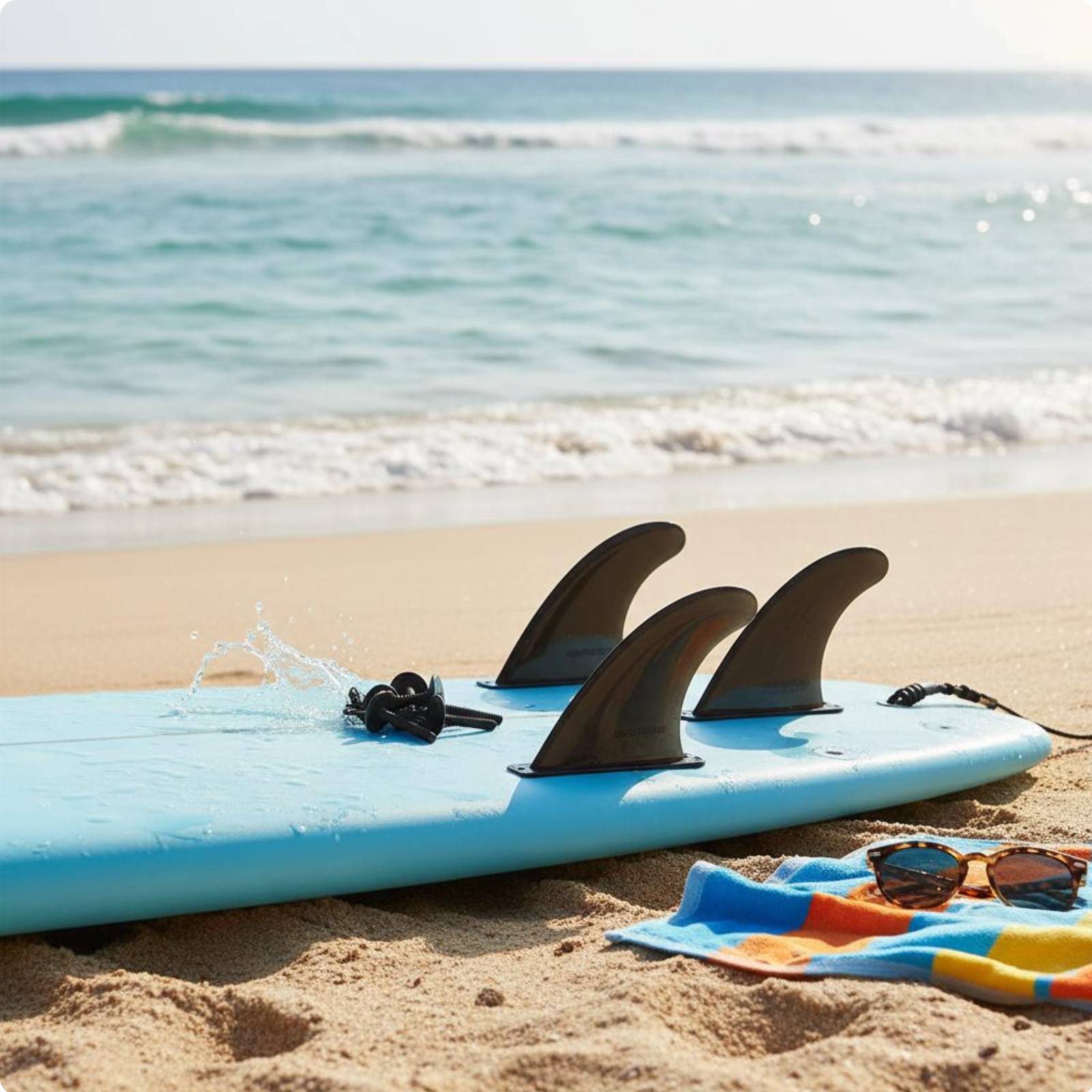 Soft Surfboard Fin Set Easy Installation Thruster Fin Set for Surfers,